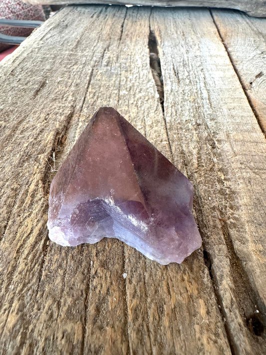 Half Polished Hematite Capped Amethyst Melody Stone 102.6g from Minas Gerais, Brazil