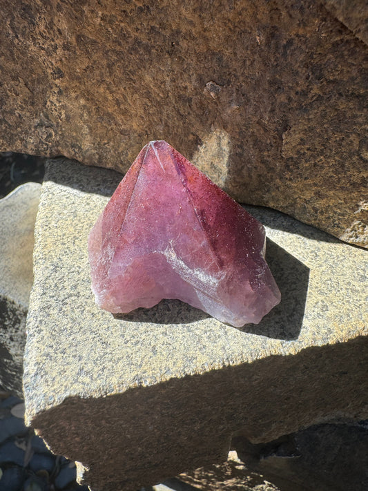 Half Polished Hematite Capped Amethyst Melody Stone 102.6g from Minas Gerais, Brazil