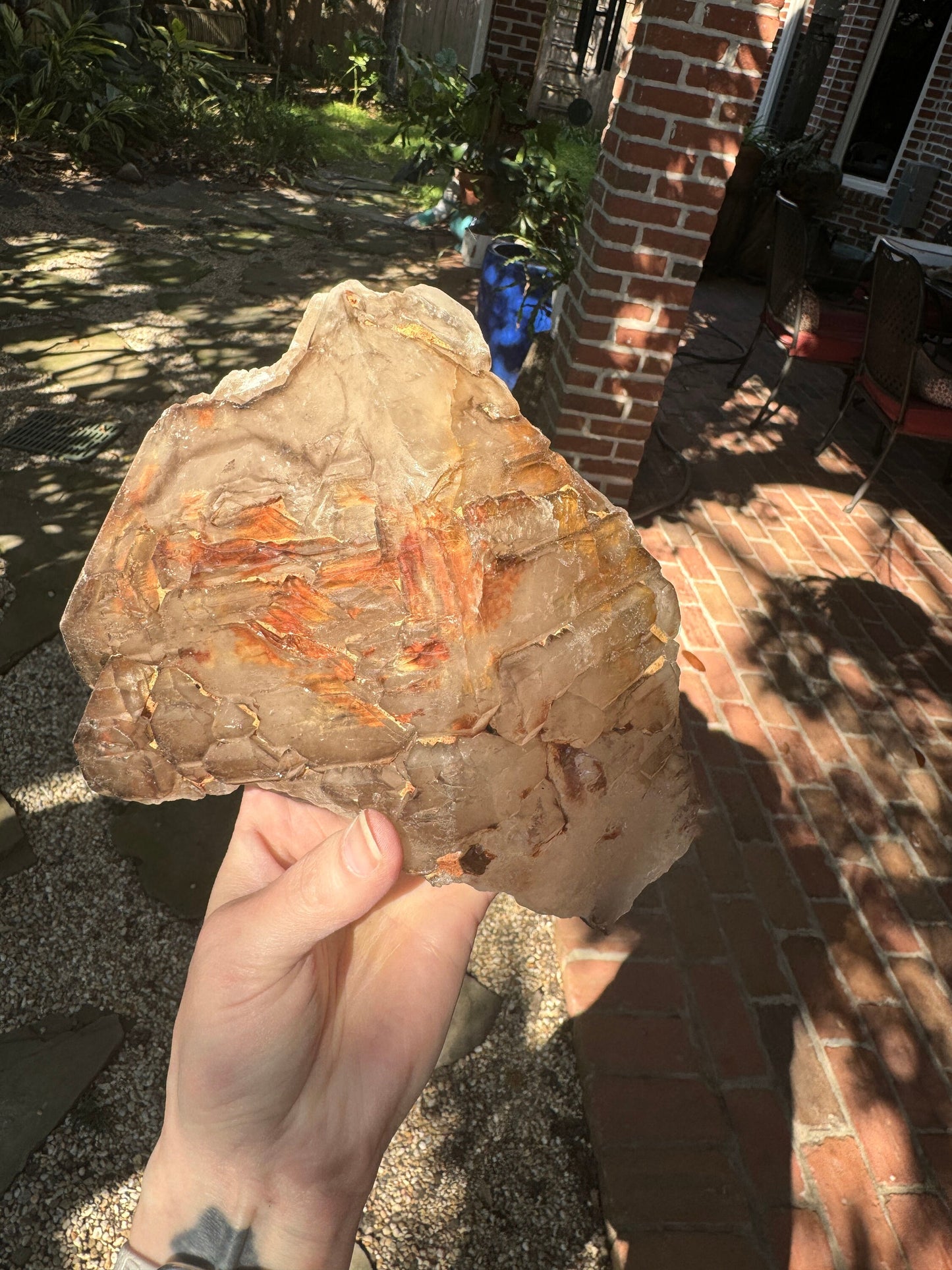 Smokey Elesital/ Skeletal Quartz Specimen 2.05kg 4lb 8.6oz With iron and clay, from Minas Gerais, Brazil,