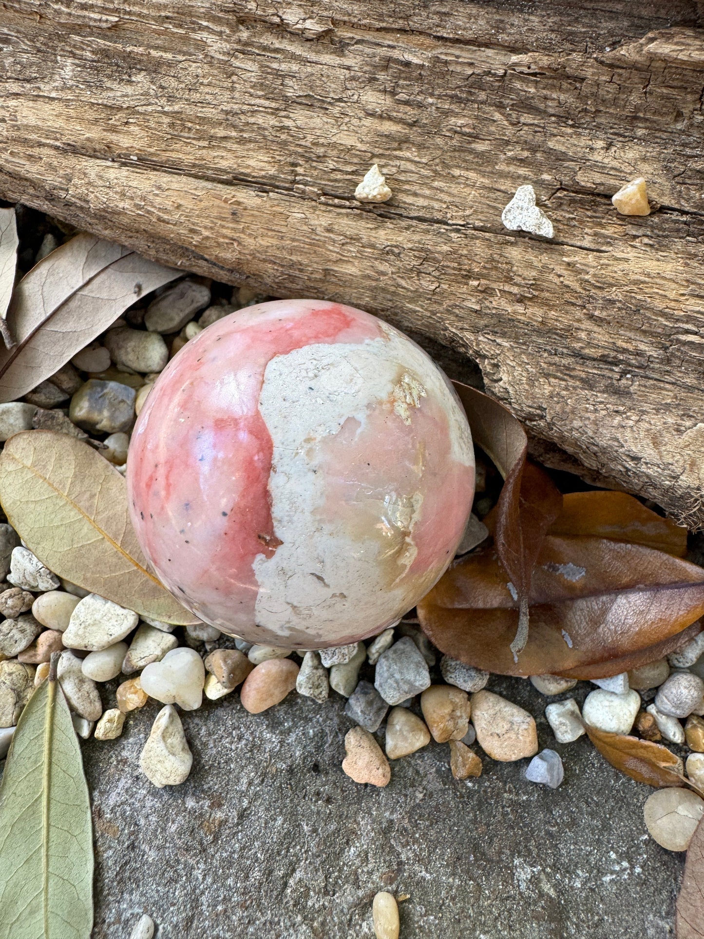 Beautifull Natural Pink Opal Sphere with Stand from Ica, Peru Specimen 22mm 196.8g Mineral Crystal