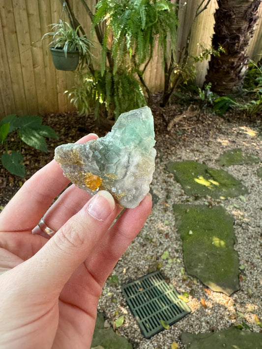 Light Green Cubic Fluorite specimen With Barite  251g from Xiefang Mine, Jiangxi Province, China Specimen