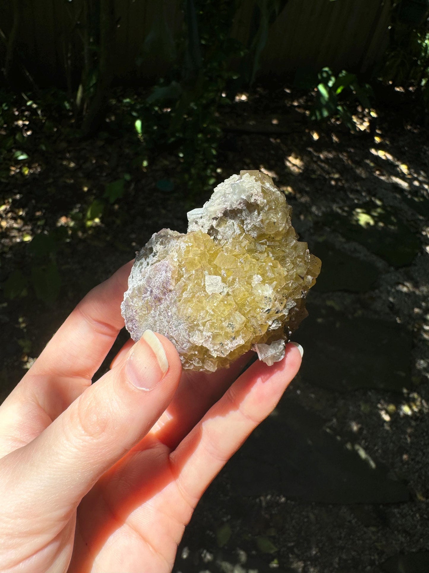 Sparkly Yellow and Purple Fluorescent Fluorite w/Pyrite from Spain 141.6g, Moscana Mine Crystal Specimen Mineral