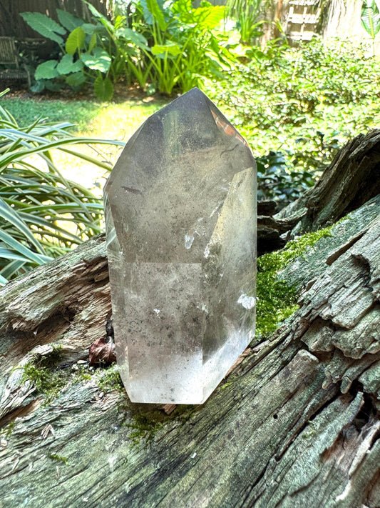 Beautiful 288.4g Brazilian Green Chlorite Phantom Quartz Polished Point Specimen Metaphysical, Healing, Pagan, Wicca, Collection