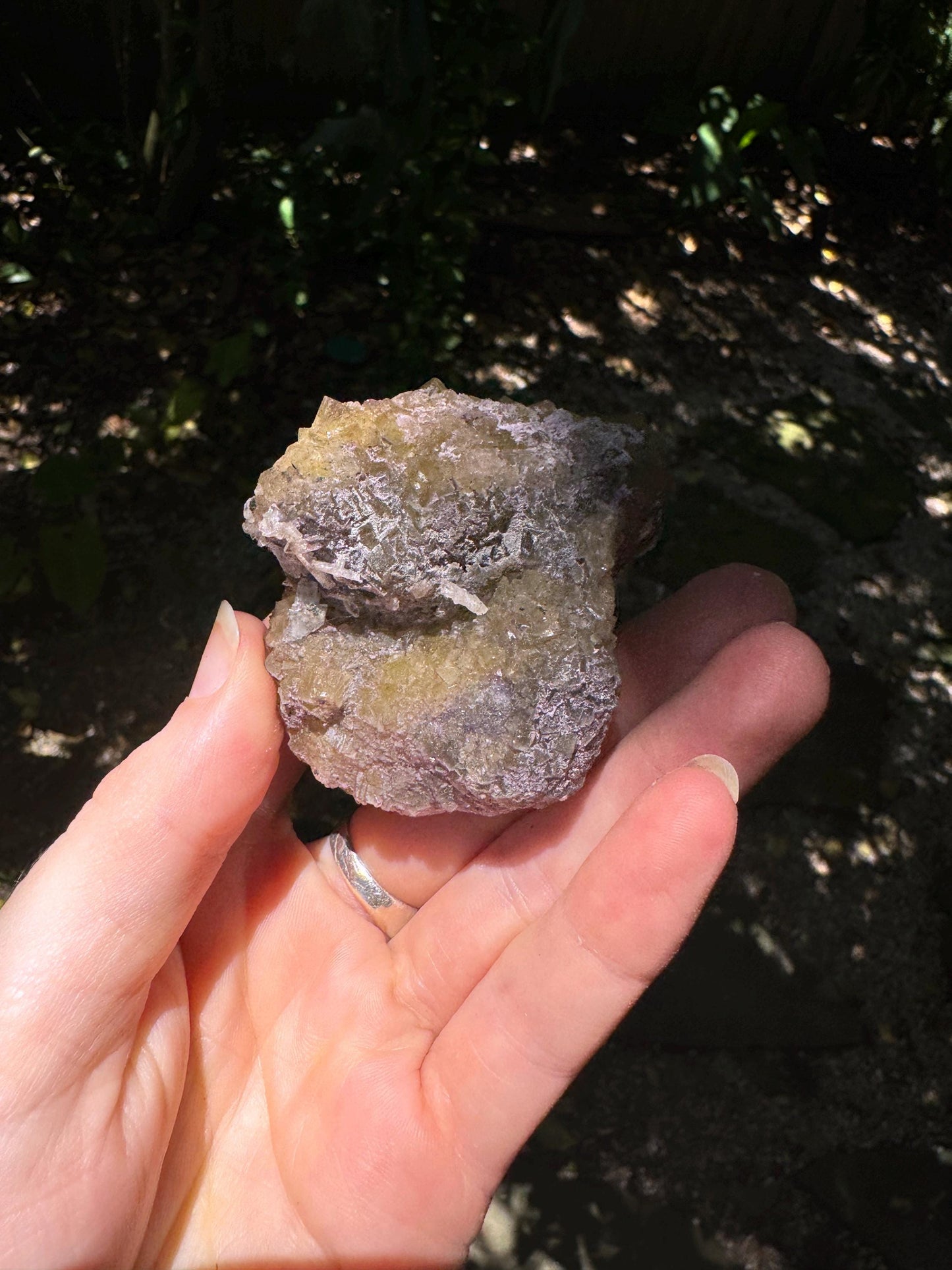 Sparkly Yellow and Purple Fluorescent Fluorite w/Pyrite from Spain 141.6g, Moscana Mine Crystal Specimen Mineral