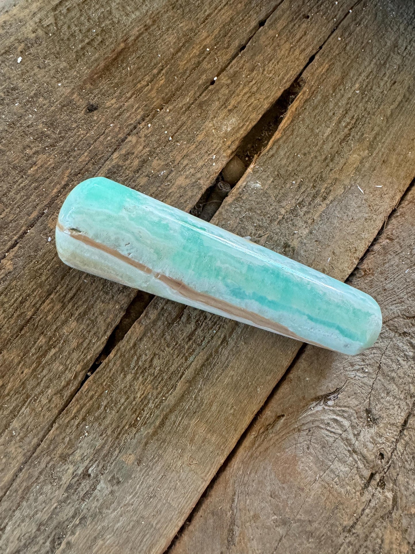 Polished Blue Caribbean Calcite Massage Wand from Pakistan 212.4g Specimen Mineral Crystal