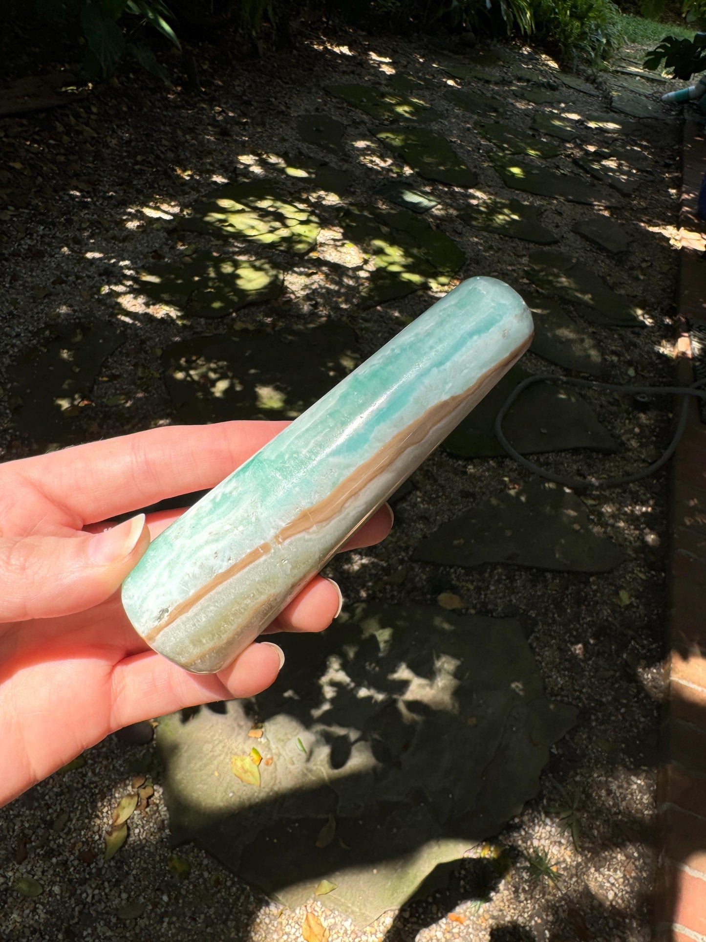 Polished Blue Caribbean Calcite Massage Wand from Pakistan 212.4g Specimen Mineral Crystal