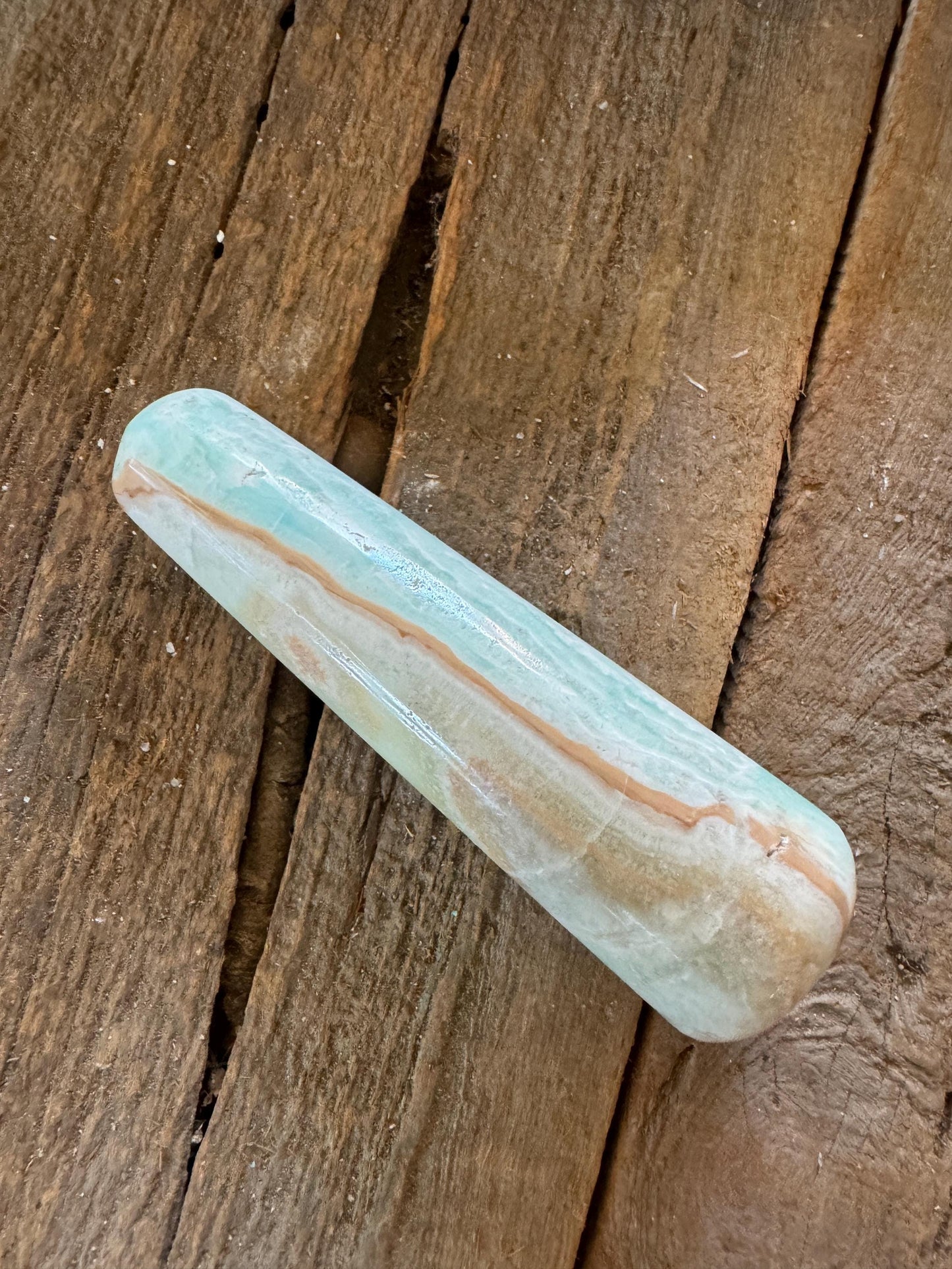 Polished Blue Caribbean Calcite Massage Wand from Pakistan 212.4g Specimen Mineral Crystal