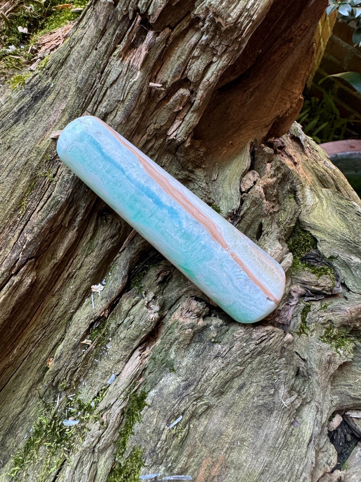 Polished Blue Caribbean Calcite Massage Wand from Pakistan 212.4g Specimen Mineral Crystal