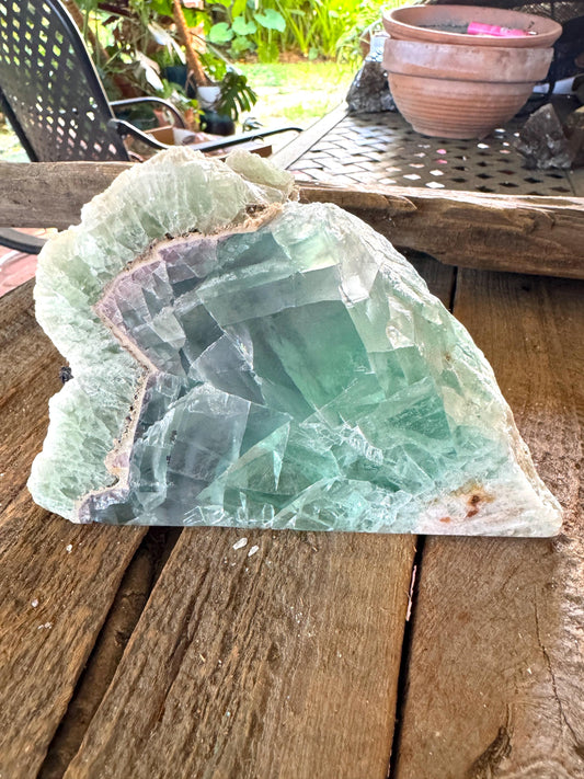 Medium Raw Rainbow Fluorite Display Piece Polished Face 1388g 3lbs 1oz From Mexico, Specimen