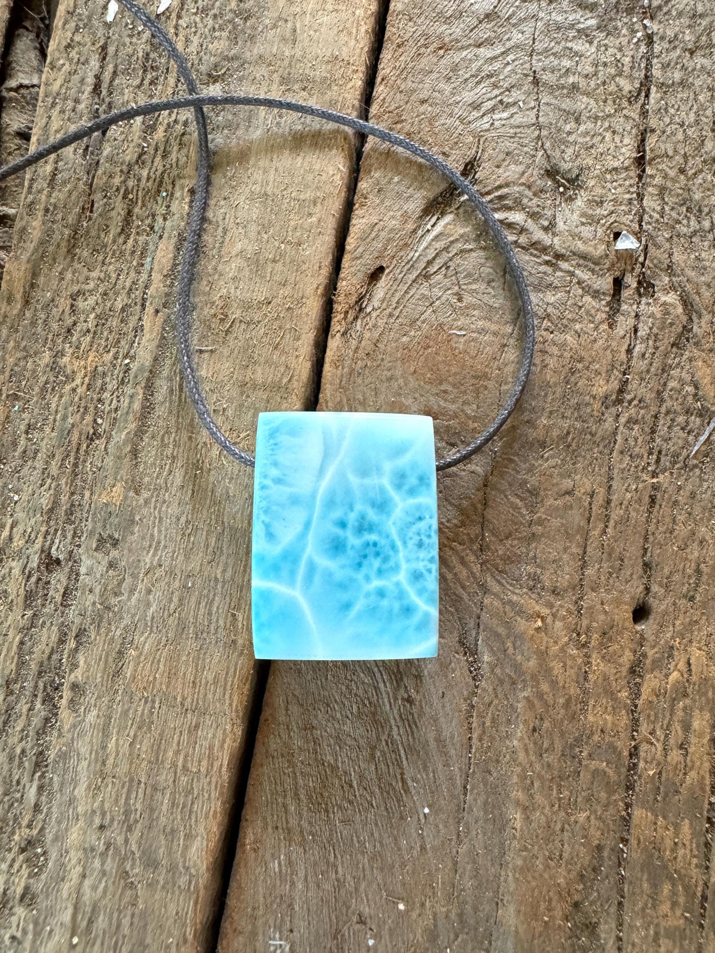 Polished and Hand Drilled Larimar Pendant Necklace 26g From The Dominical Republic