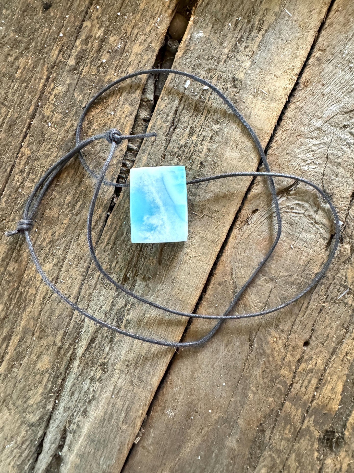 Polished and Hand Drilled Larimar Pendant Necklace 26g From The Dominical Republic