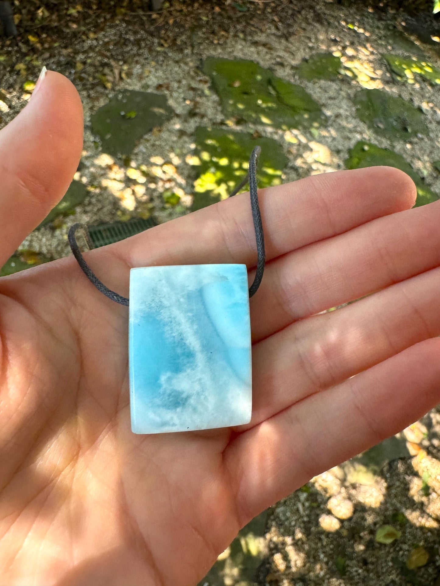 Polished and Hand Drilled Larimar Pendant Necklace 26g From The Dominical Republic