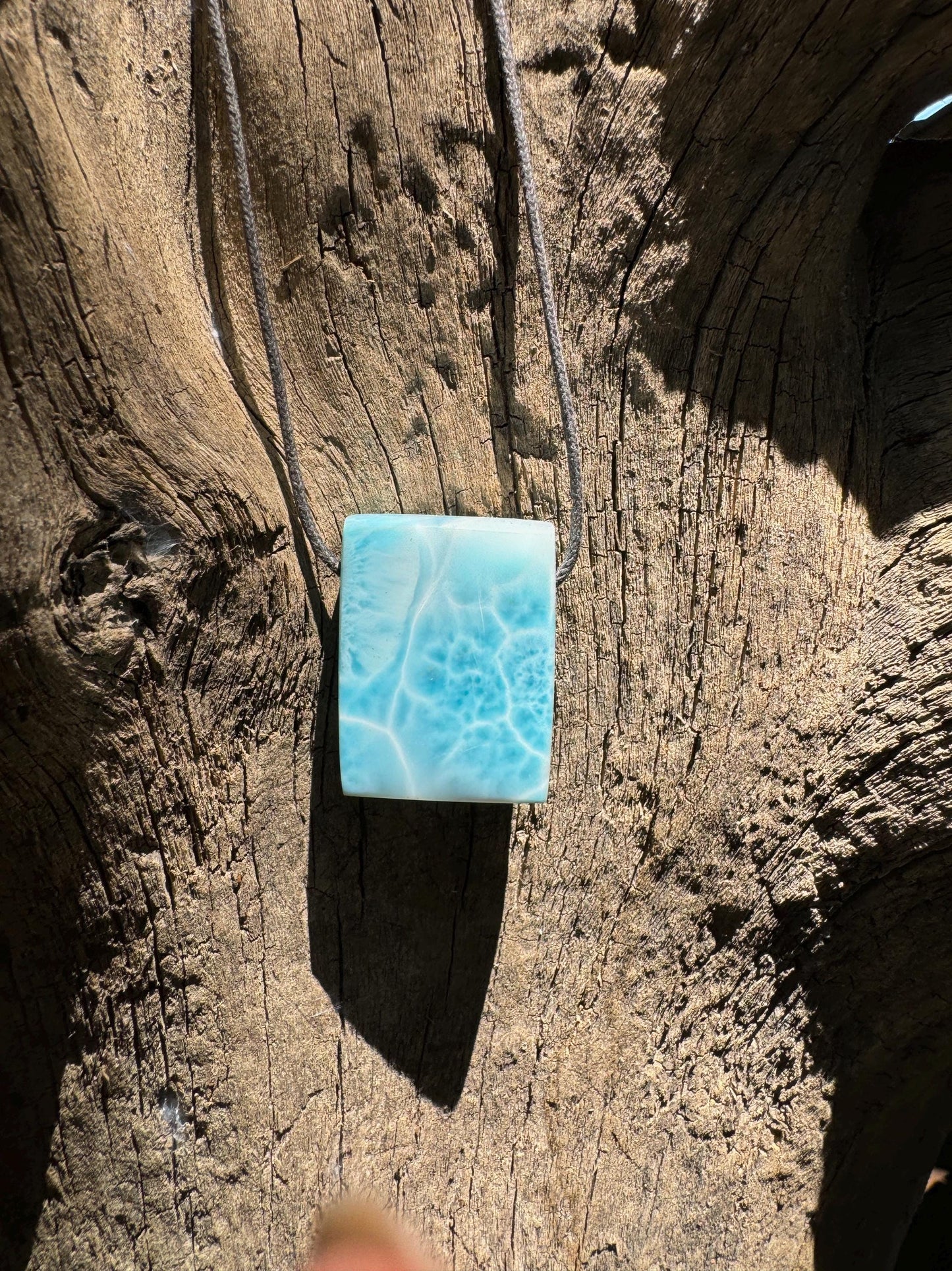 Polished and Hand Drilled Larimar Pendant Necklace 26g From The Dominical Republic