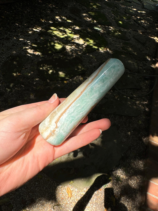 Polished Blue Caribbean Calcite Massage Wand from Pakistan 212.4g Specimen Mineral Crystal