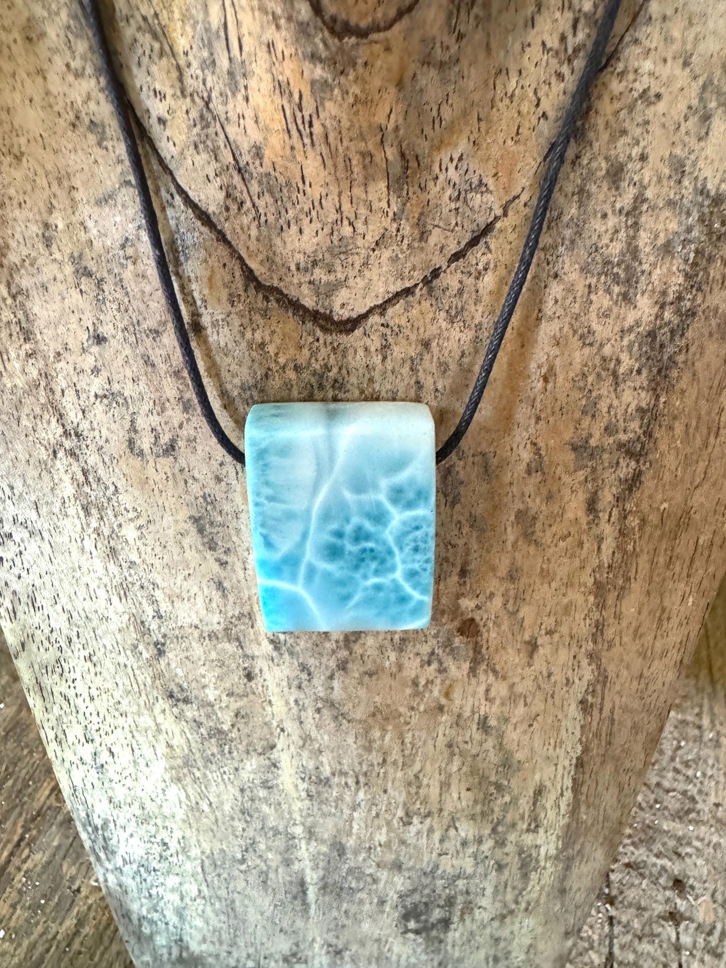 Polished and Hand Drilled Larimar Pendant Necklace 26g From The Dominical Republic