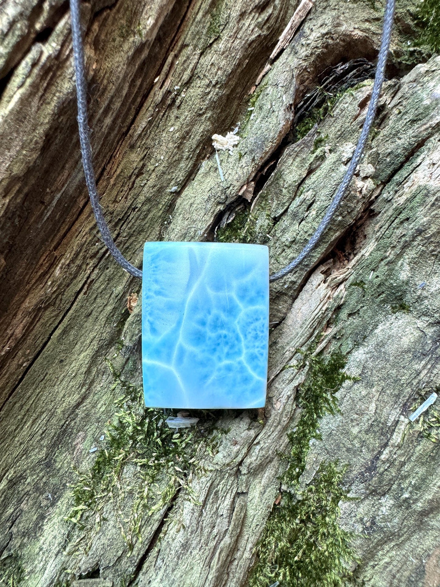 Polished and Hand Drilled Larimar Pendant Necklace 26g From The Dominical Republic