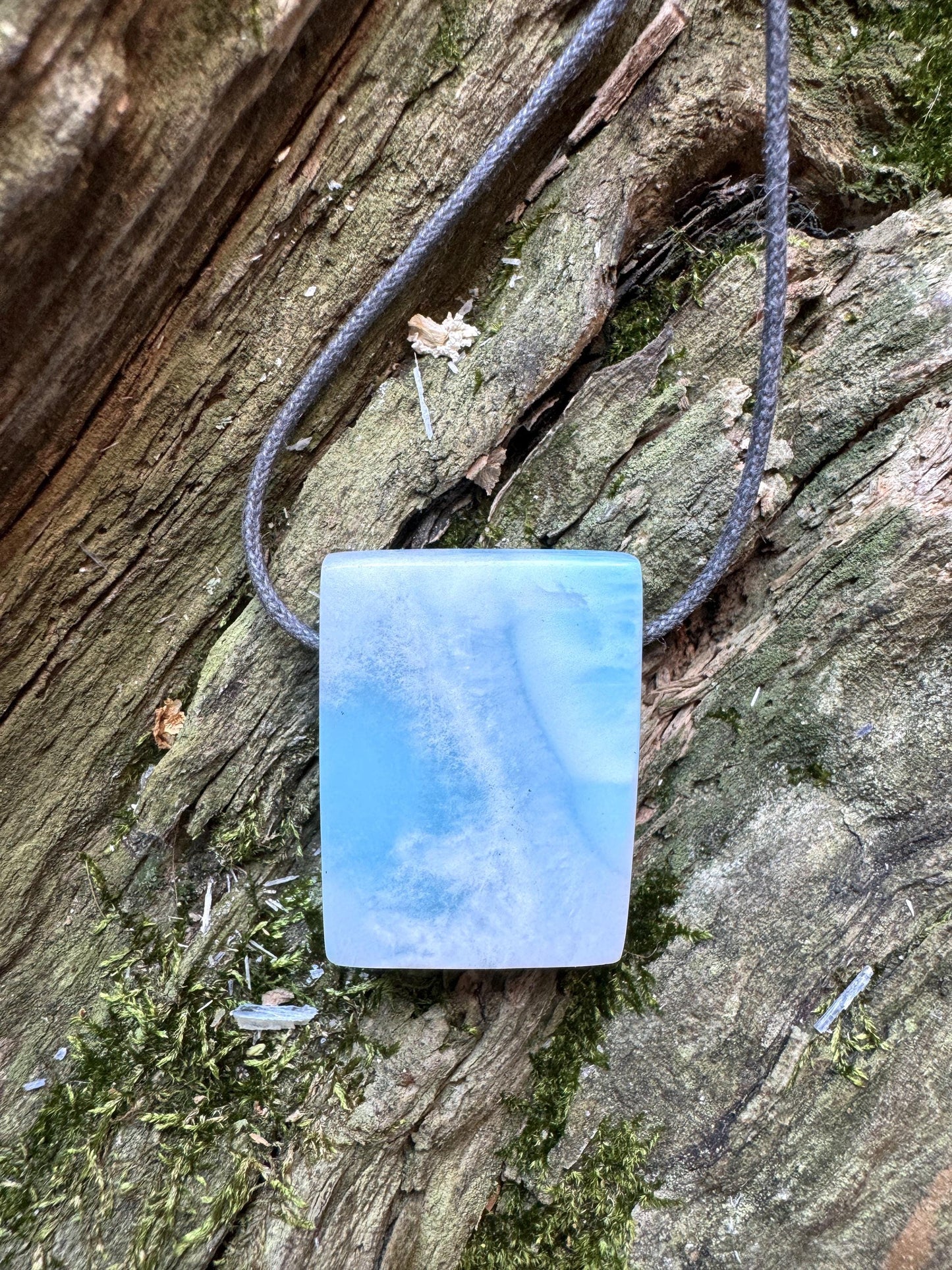 Polished and Hand Drilled Larimar Pendant Necklace 26g From The Dominical Republic