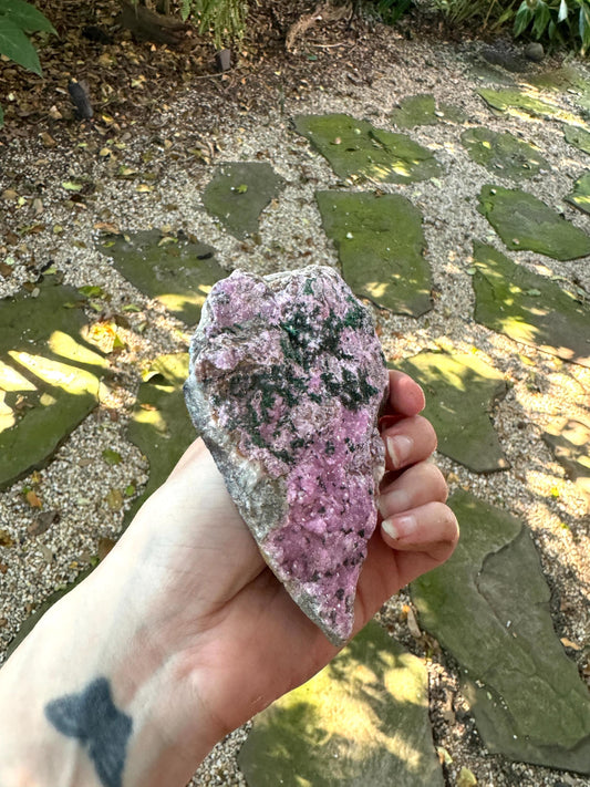 Cobalt and Calcite With Malachite From Zaire, 201.4g Specimen Mineral Crystal