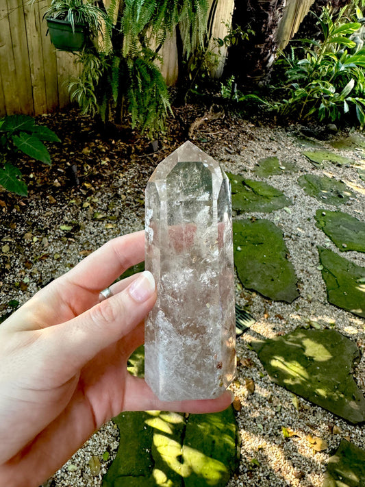 Brazilian Pale Smokey Clear Quartz 360g With Iron Inclusions Polished Point  Specimen