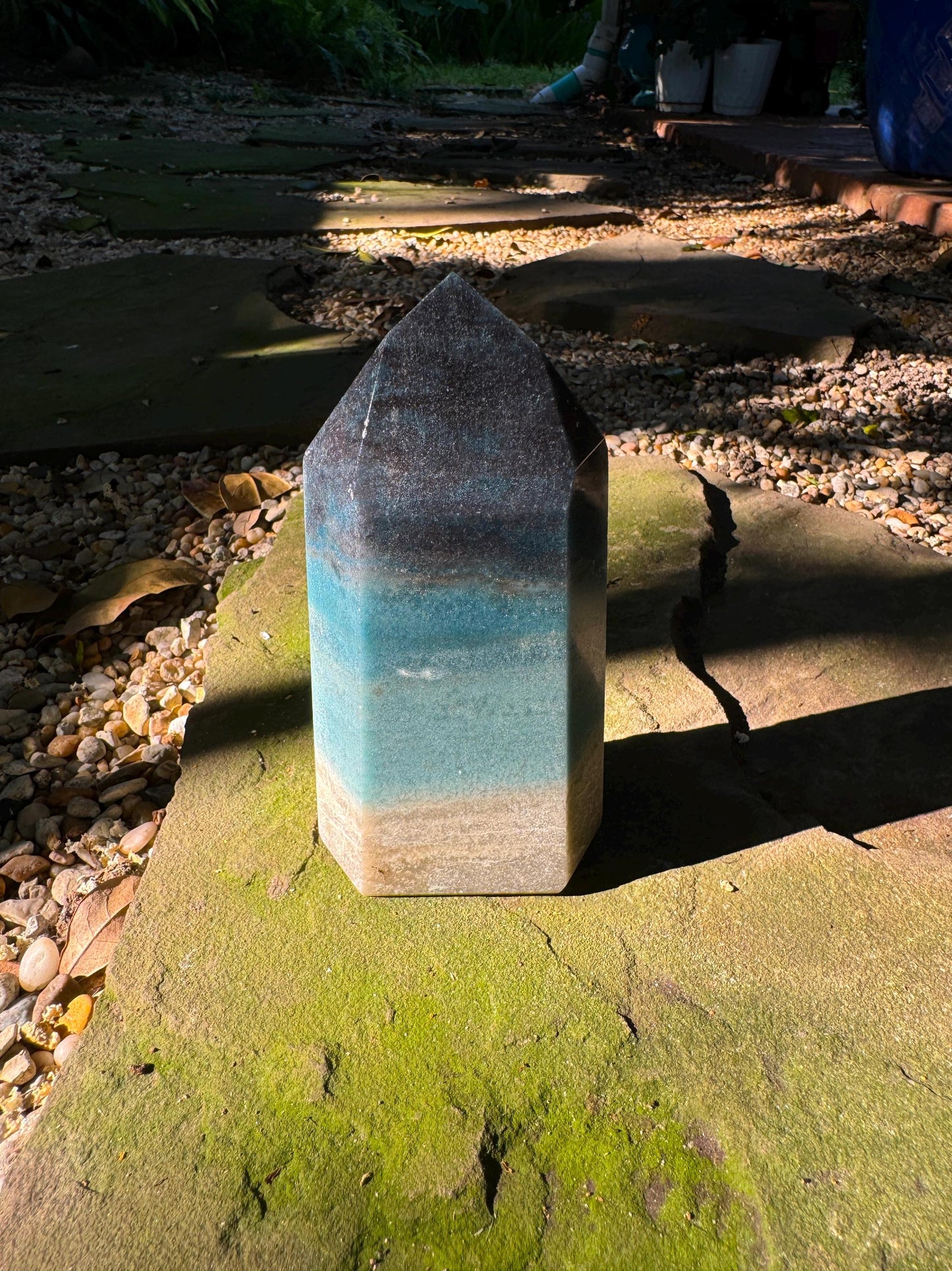 Trolleite with Lazulite Polished Point From Brazil 648g 1lb 6.8oz Specimen Mineral Crystal