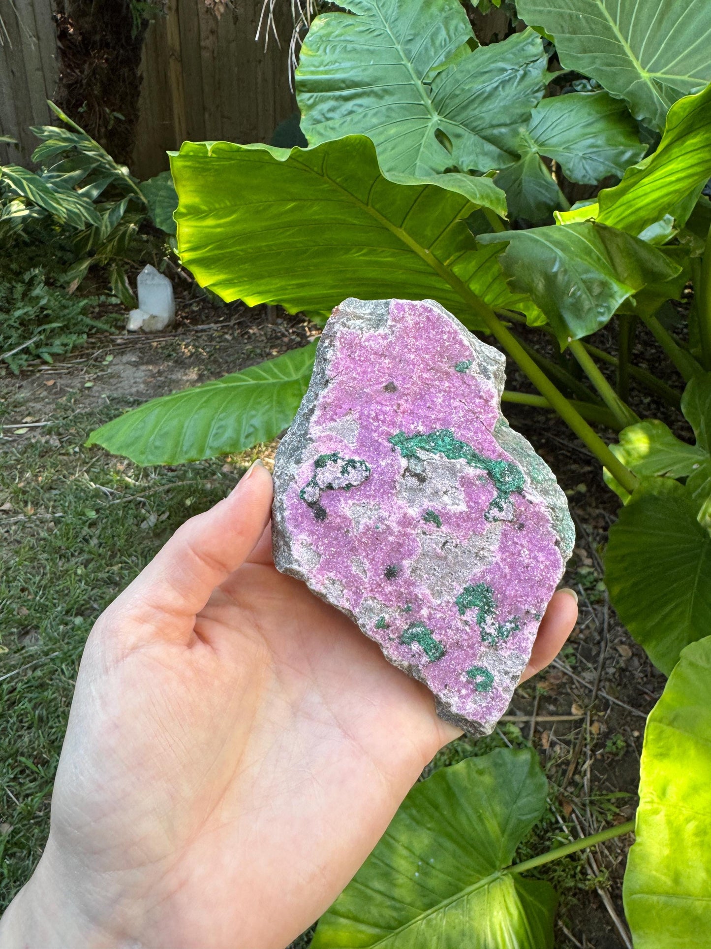 Cobalt and Calcite With Malachite From Zaire, 198.4g Specimen Mineral Crystal