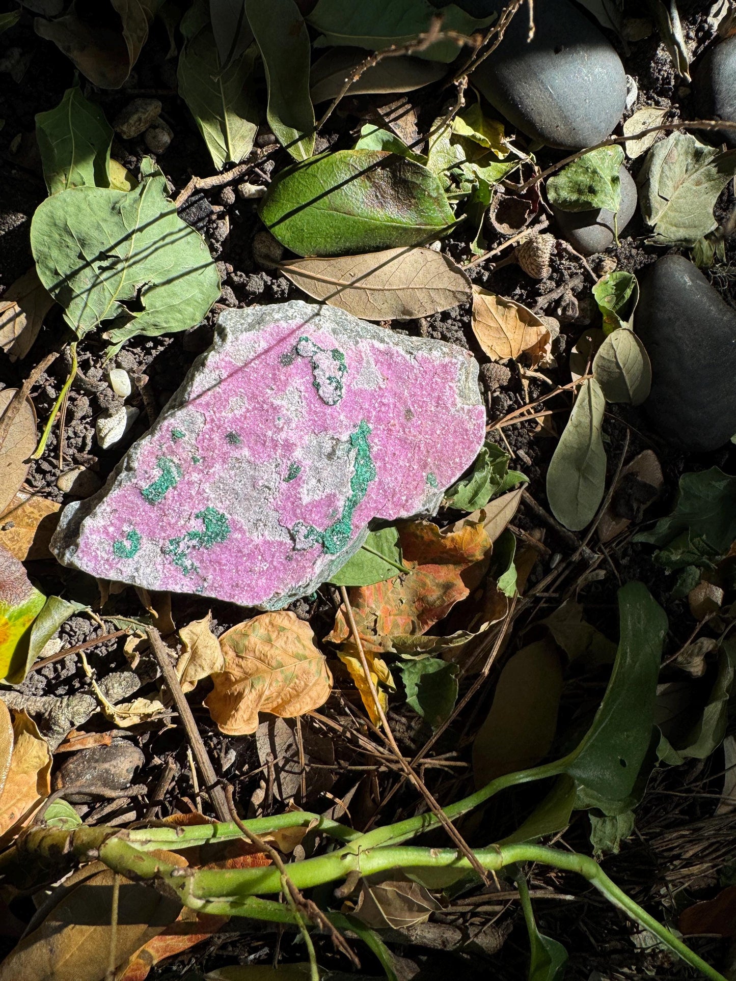 Cobalt and Calcite With Malachite From Zaire, 198.4g Specimen Mineral Crystal