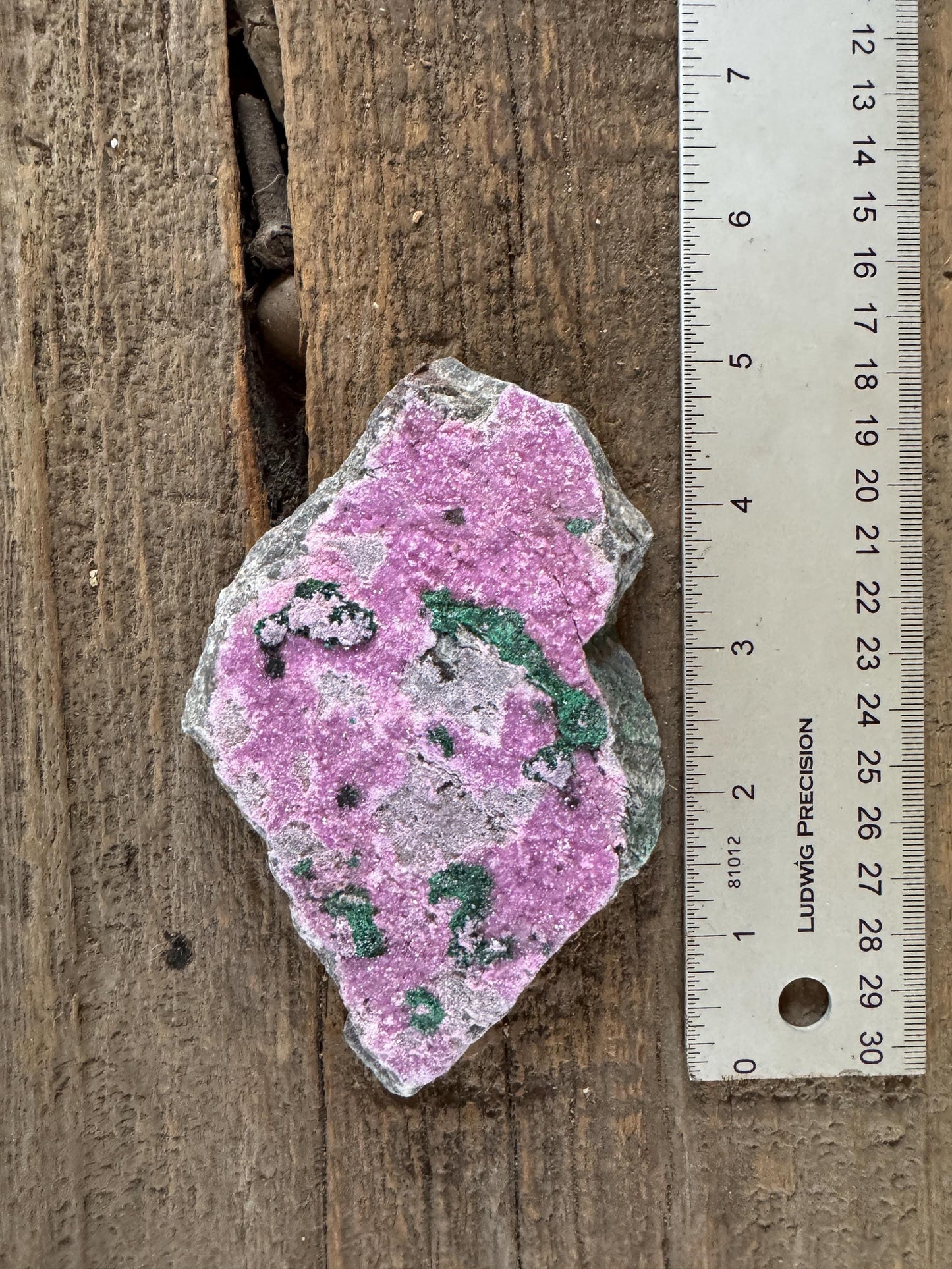 Cobalt and Calcite With Malachite From Zaire, 198.4g Specimen Mineral Crystal