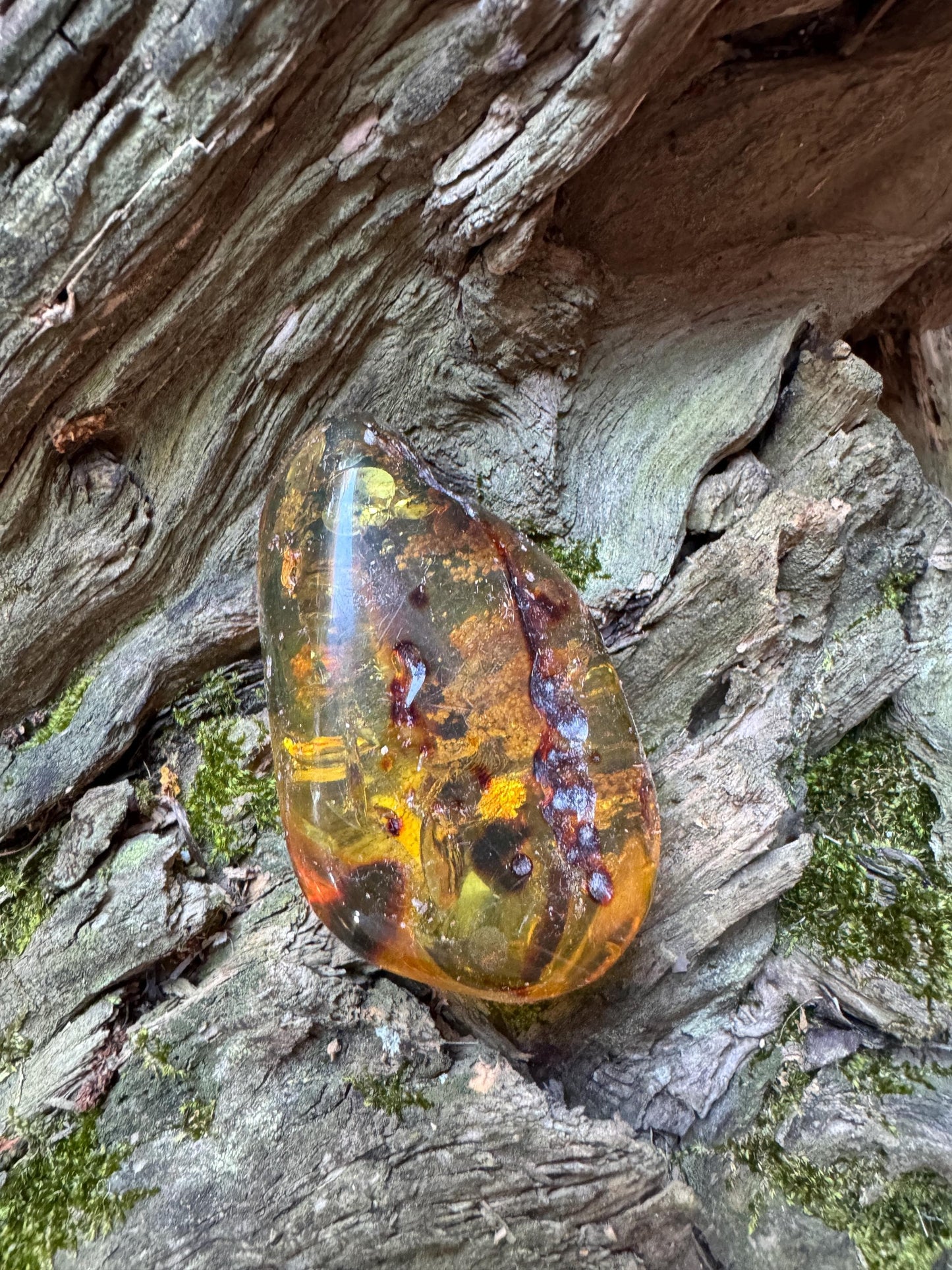 Polished Mexican Blue Amber Specimen from Chiapas Mexico 33.4g Mineral Crystal Fossil