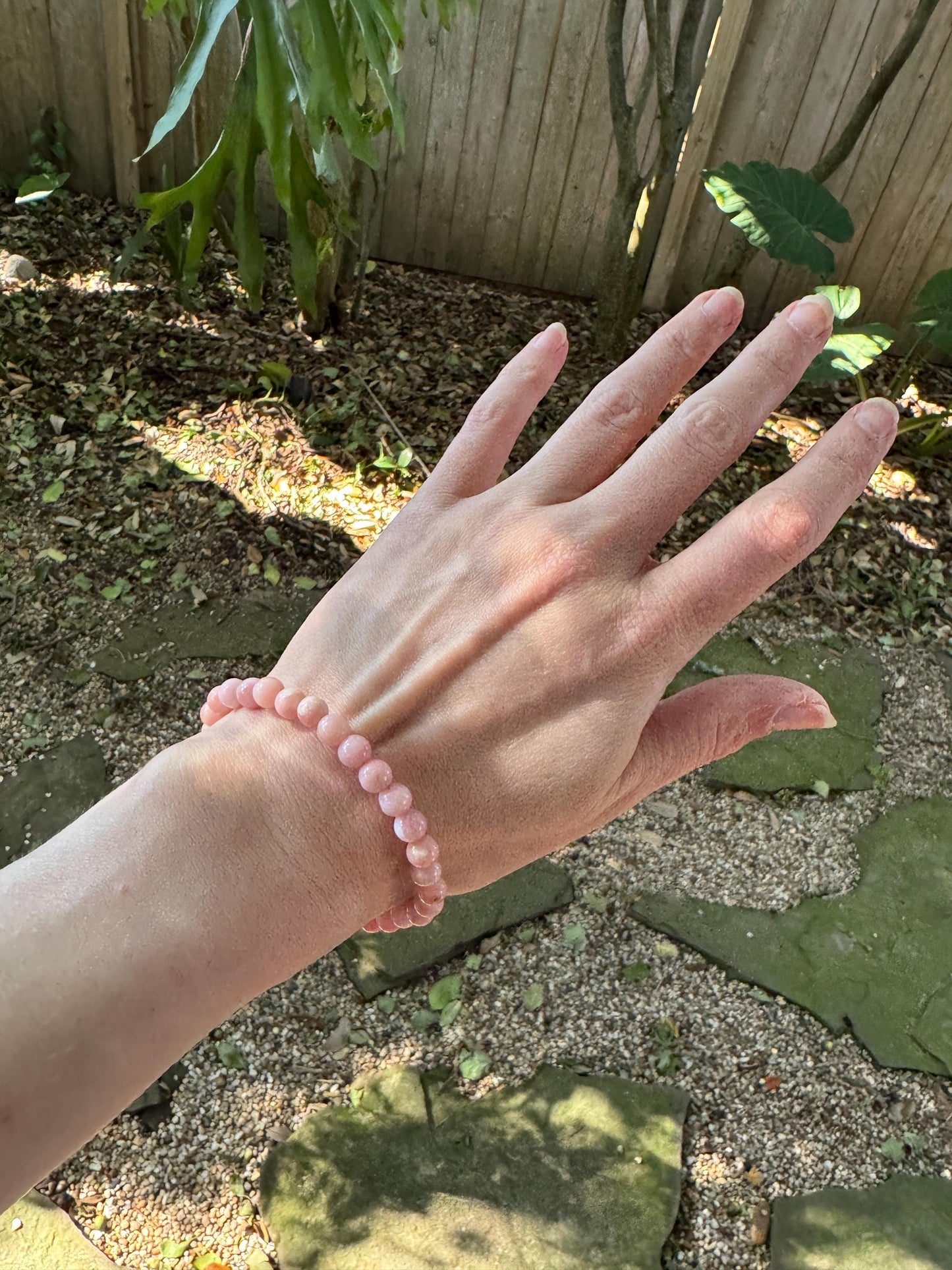 Beautiful Polished Pink Opal Beaded Bracelet from Ica, Peru Specimen 9g 7" hole