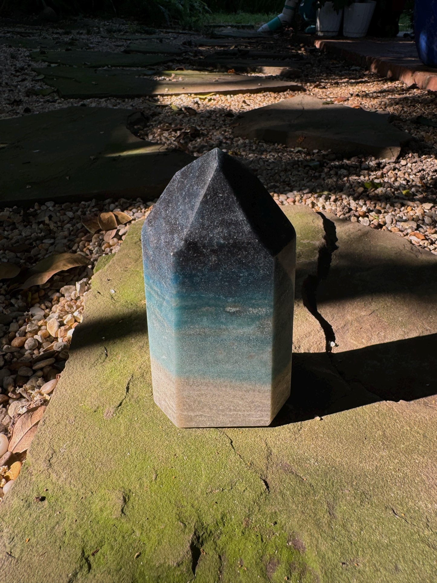 Trolleite with Lazulite Polished Point From Brazil 648g 1lb 6.8oz Specimen Mineral Crystal