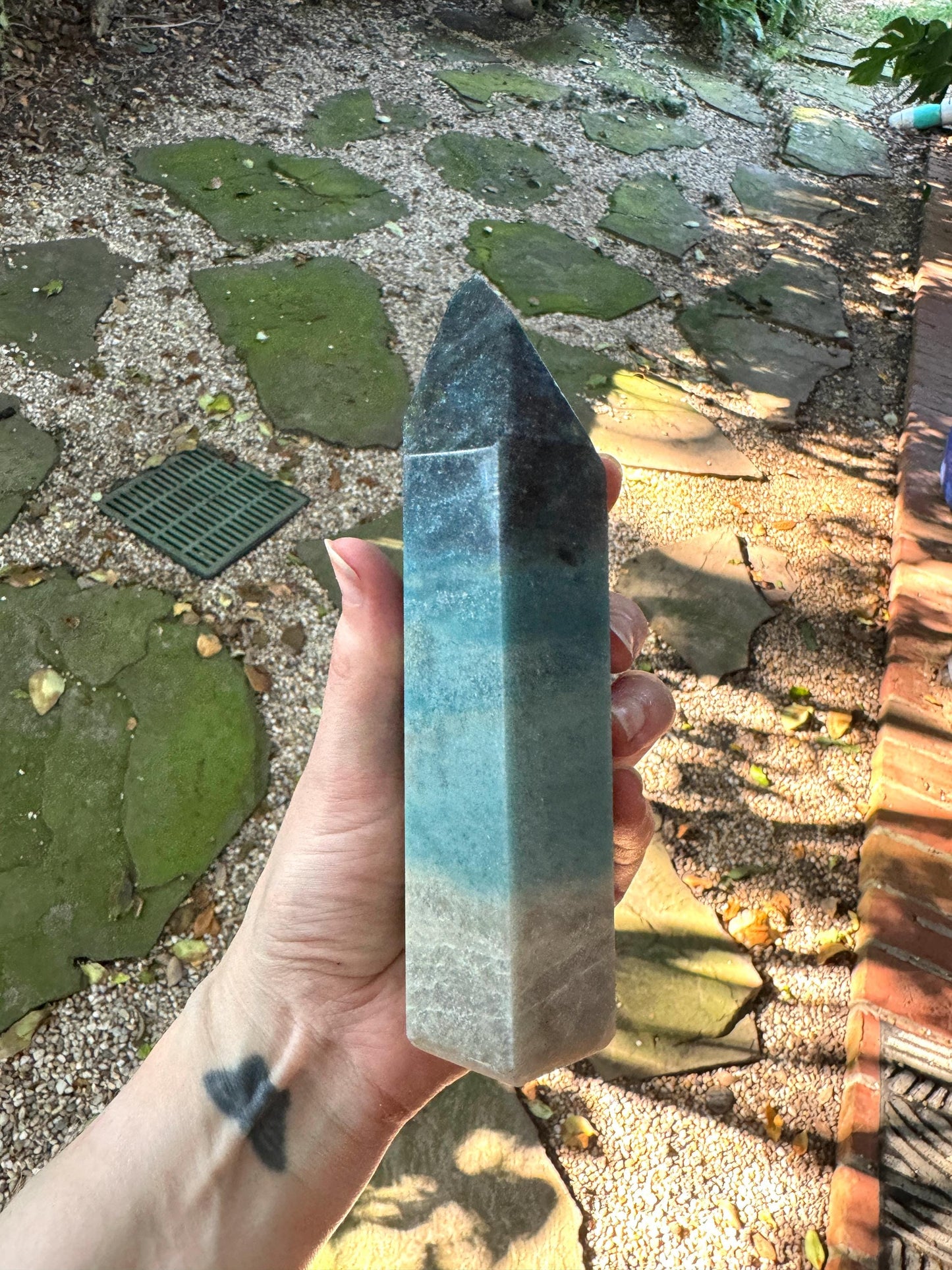 Trolleite with Lazulite Polished Point From Brazil 648g 1lb 6.8oz Specimen Mineral Crystal
