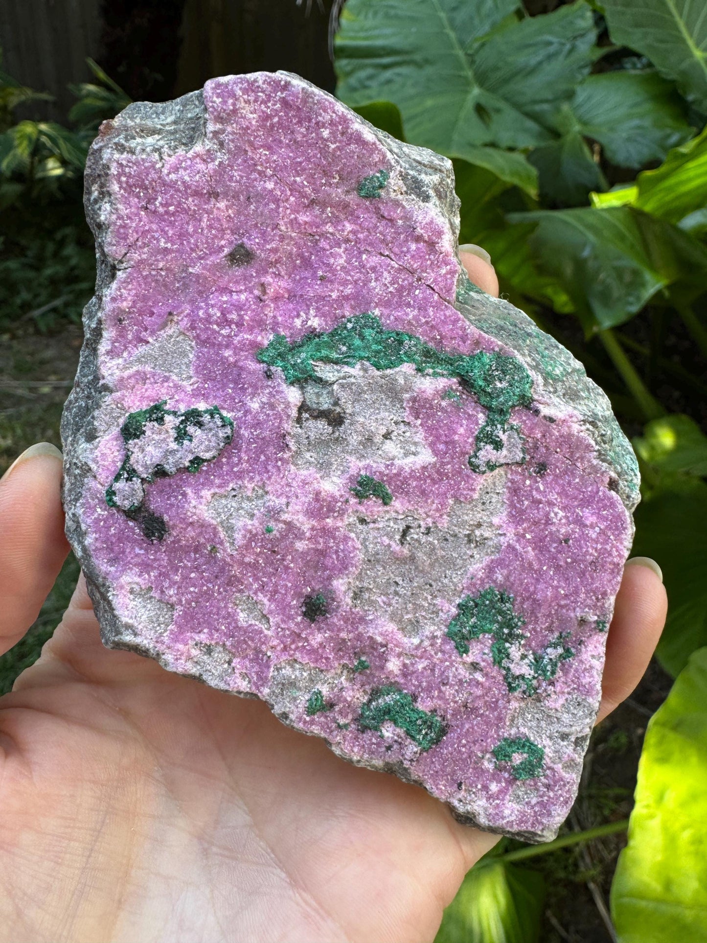 Cobalt and Calcite With Malachite From Zaire, 198.4g Specimen Mineral Crystal