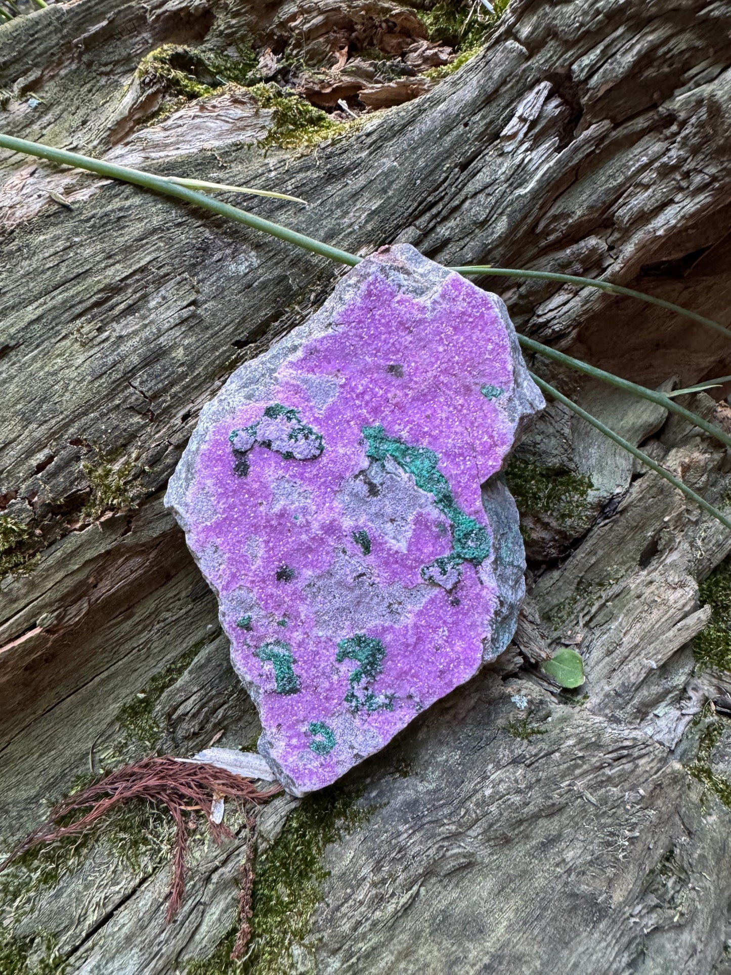 Cobalt and Calcite With Malachite From Zaire, 198.4g Specimen Mineral Crystal