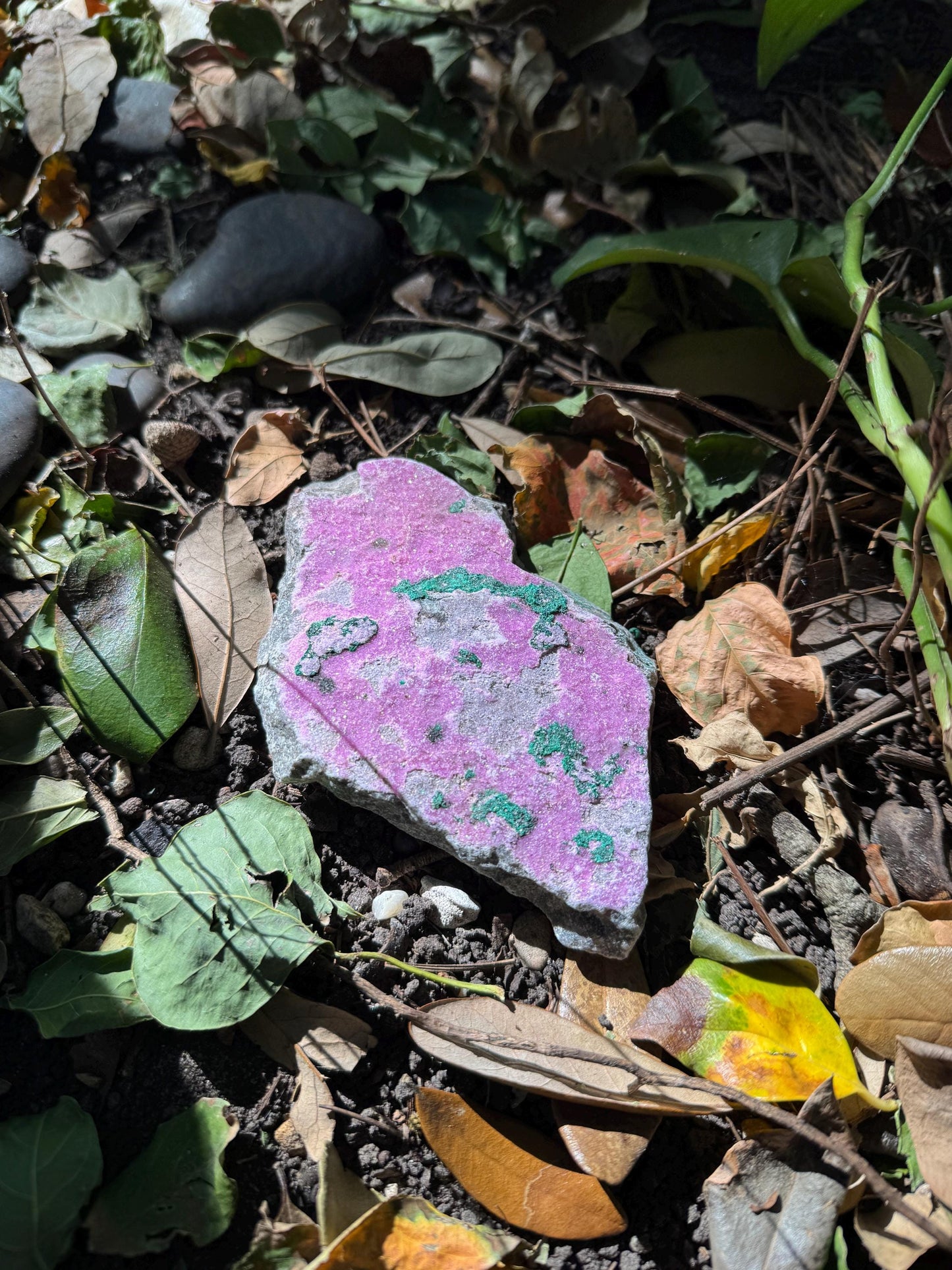 Cobalt and Calcite With Malachite From Zaire, 198.4g Specimen Mineral Crystal