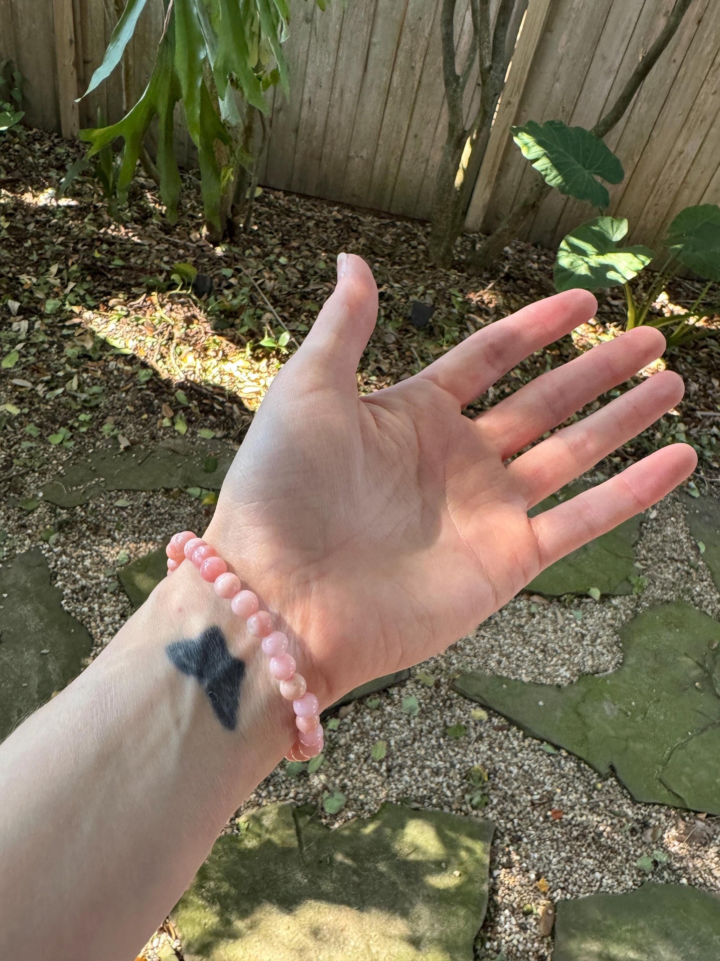 Beautiful Polished Pink Opal Beaded Bracelet from Ica, Peru Specimen 9g 7" hole