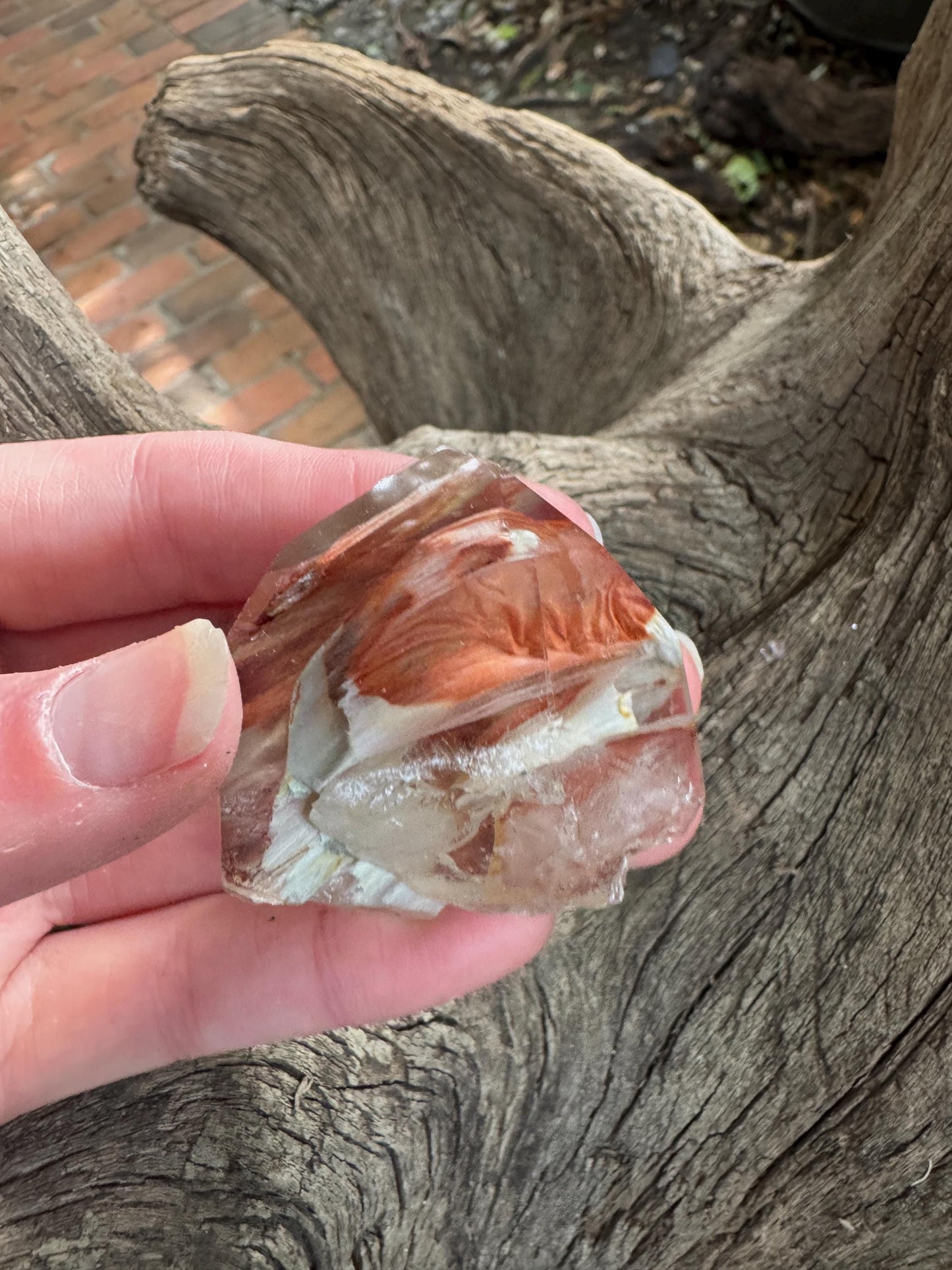 Rare Amphibole/Angel Phantom Quartz polished specimen 50.9g Crystal Mineral
