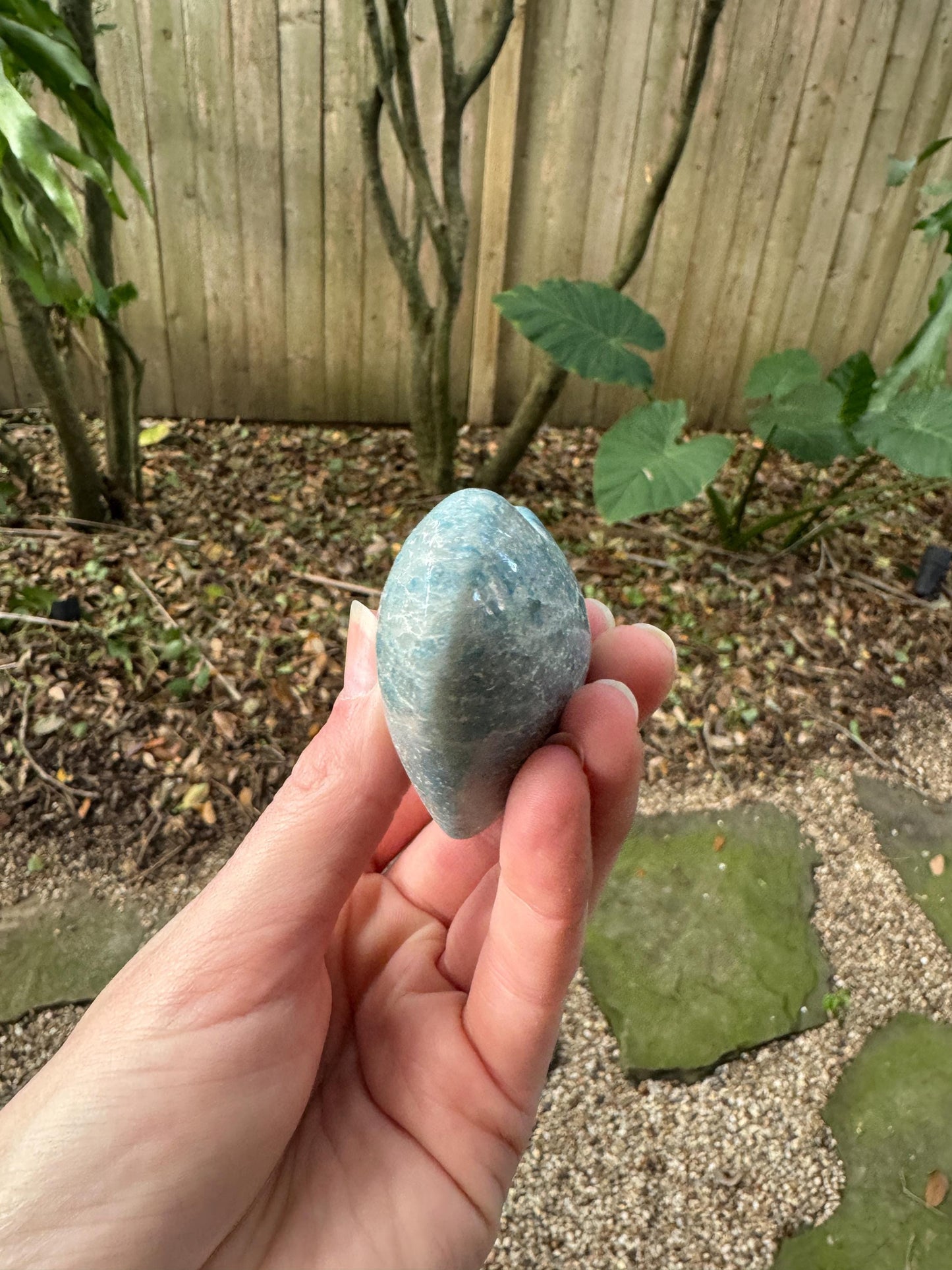 Rare Polished Trolleite Heart Stone Specimen Blue Quartz From Brazil 112.2g Mineral crystal