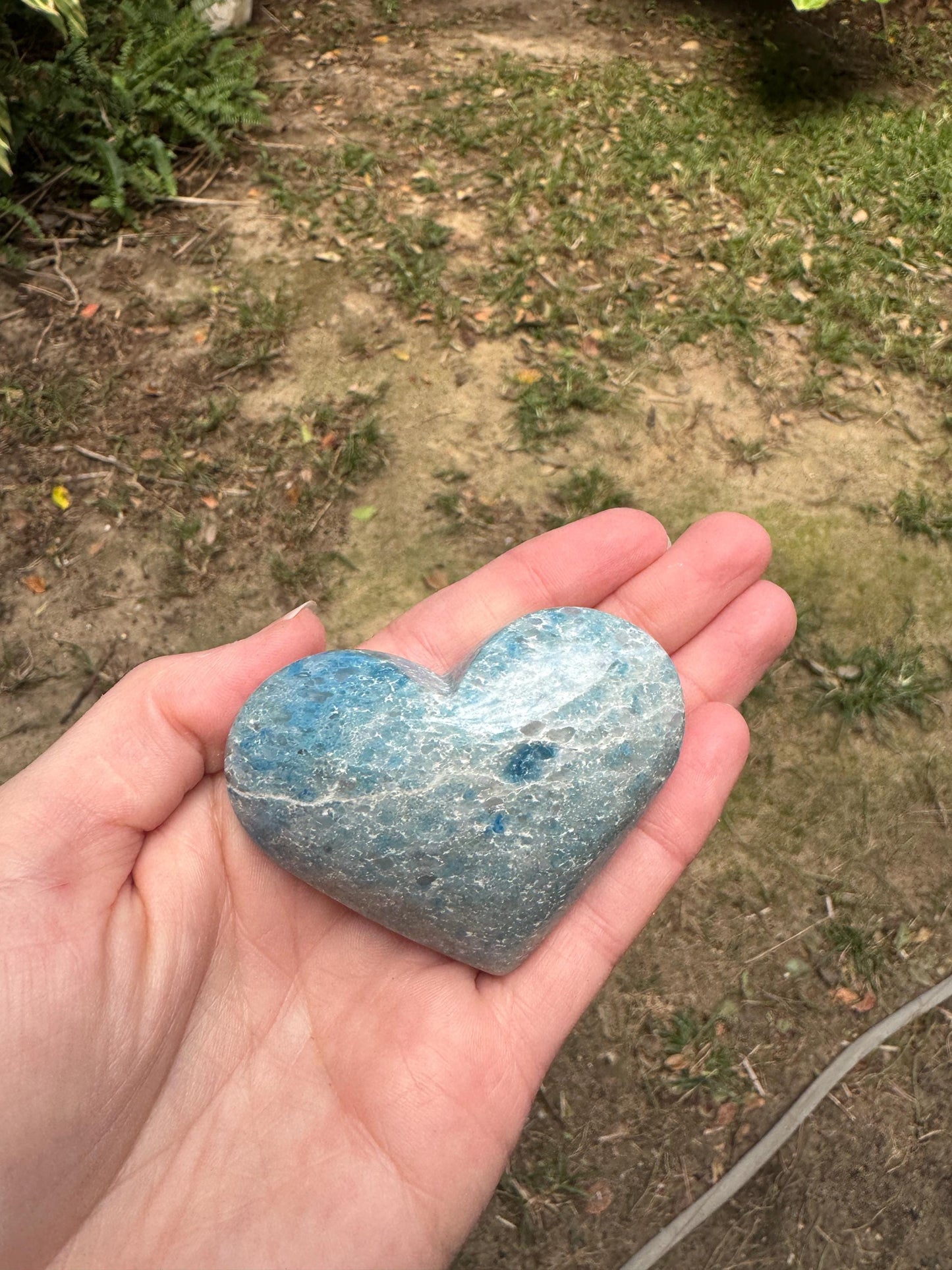 Rare Polished Trolleite Heart Stone Specimen Blue Quartz From Brazil 112.2g Mineral crystal