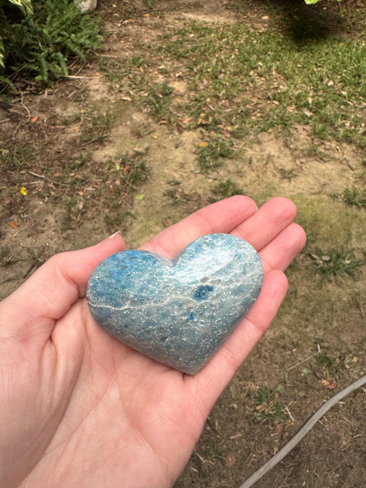 Rare Polished Trolleite Heart Stone Specimen Blue Quartz From Brazil 112.2g Mineral crystal