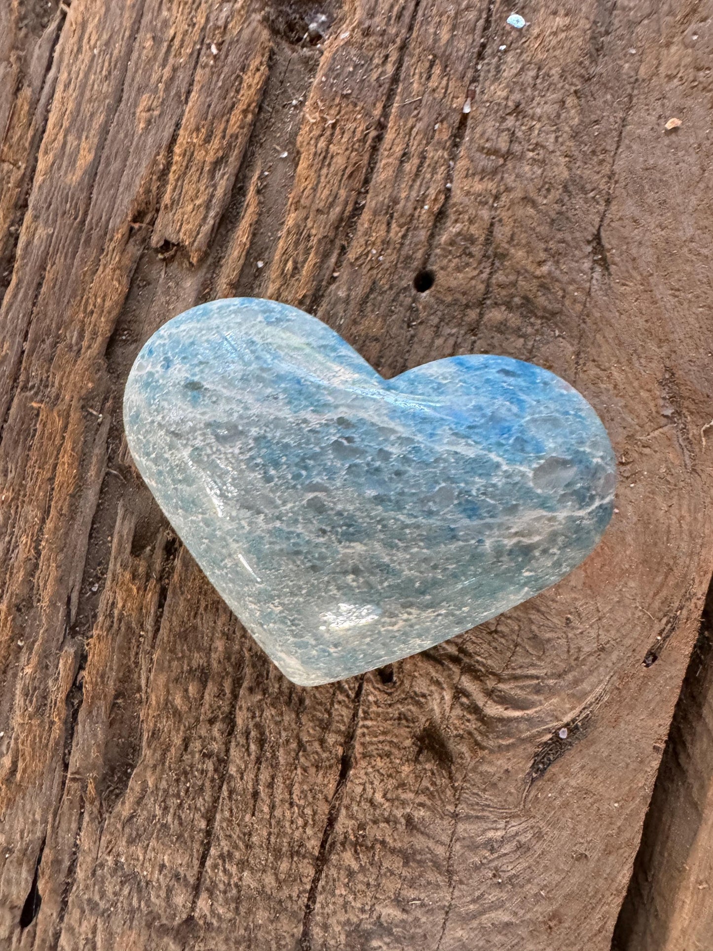 Rare Polished Trolleite Heart Stone Specimen Blue Quartz From Brazil 112.2g Mineral crystal