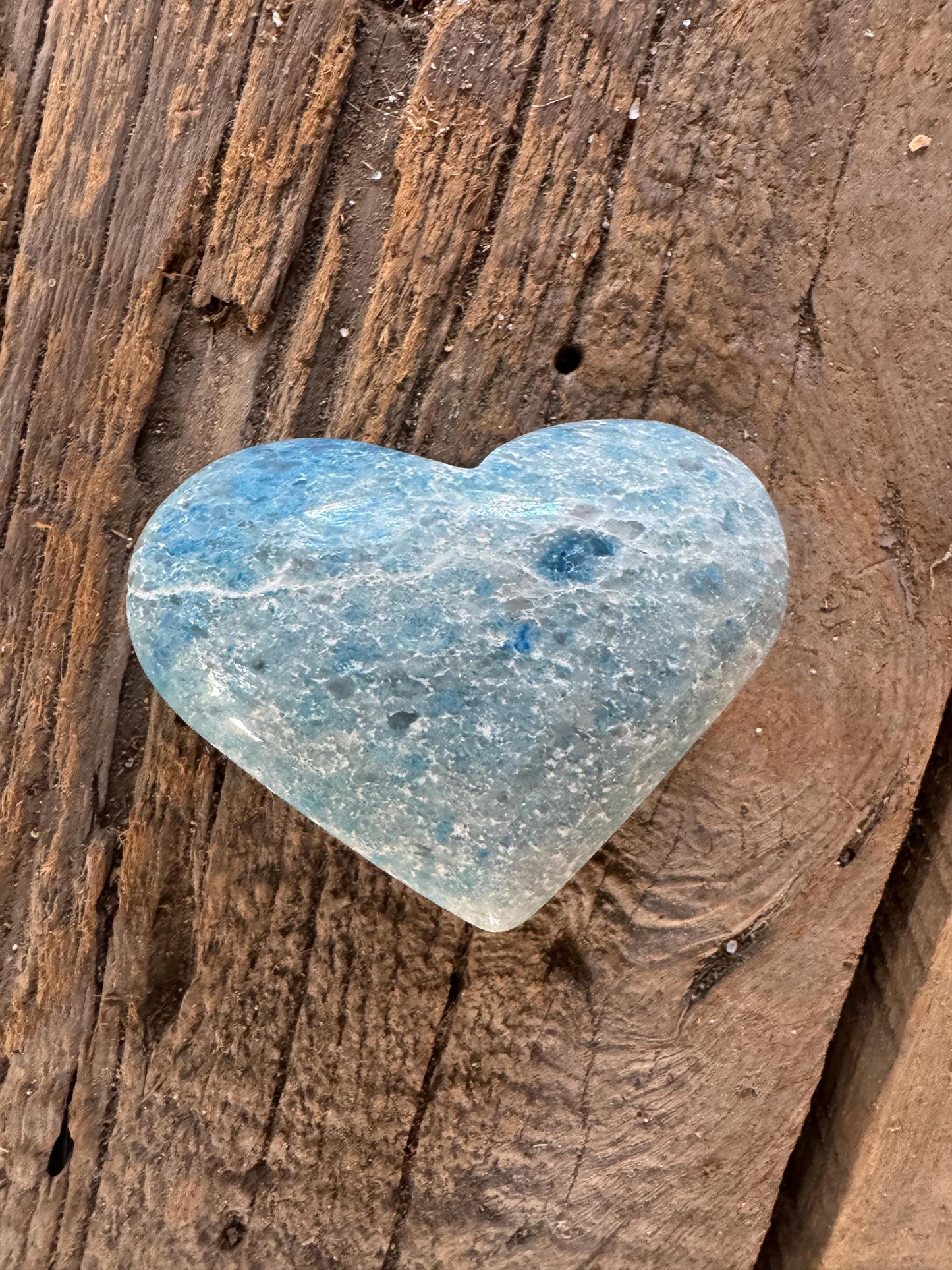 Rare Polished Trolleite Heart Stone Specimen Blue Quartz From Brazil 112.2g Mineral crystal