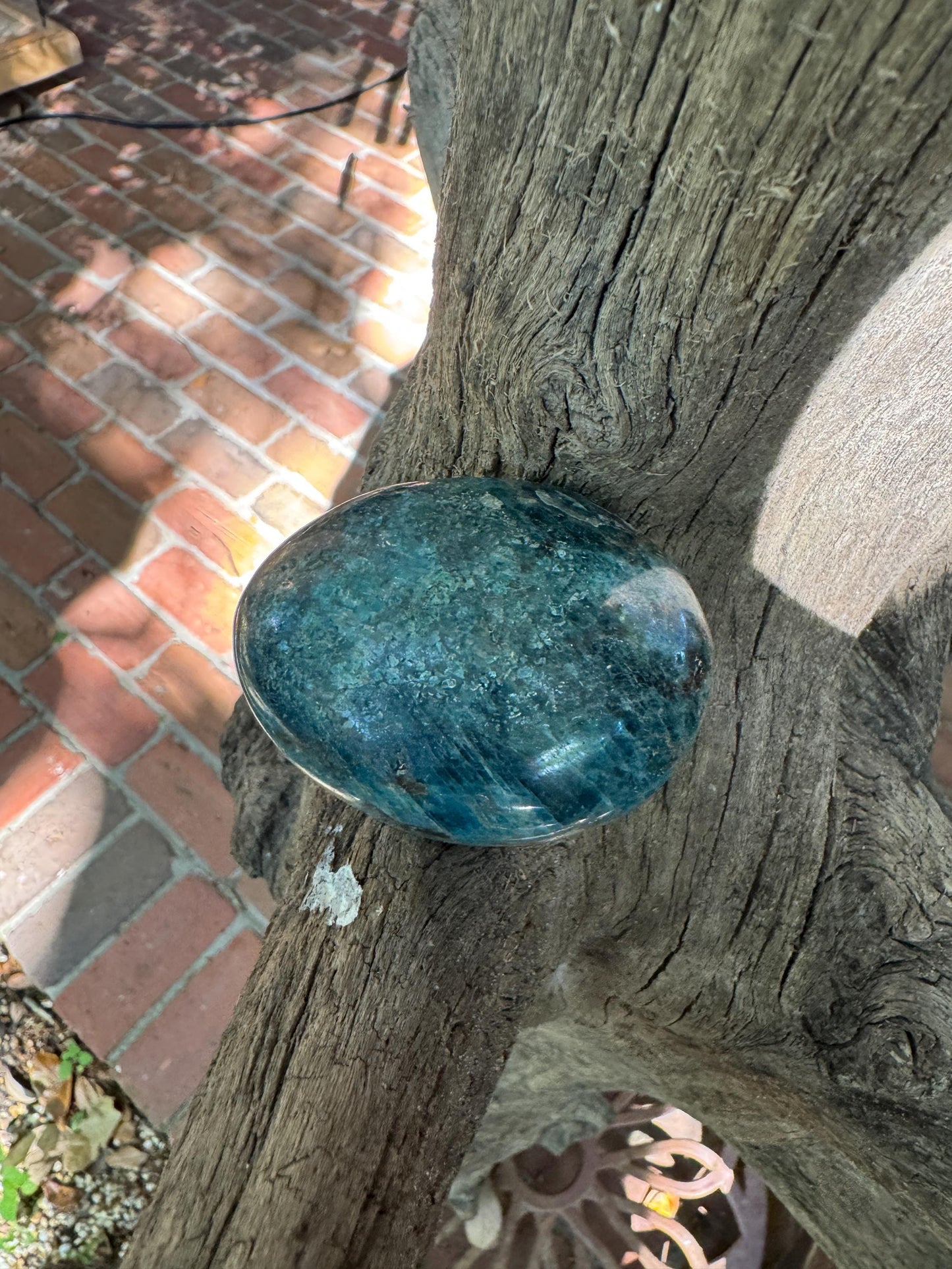 Blue/Green Apatite Palm Stone from Madagascar 116g Specimen Mineral Crystal