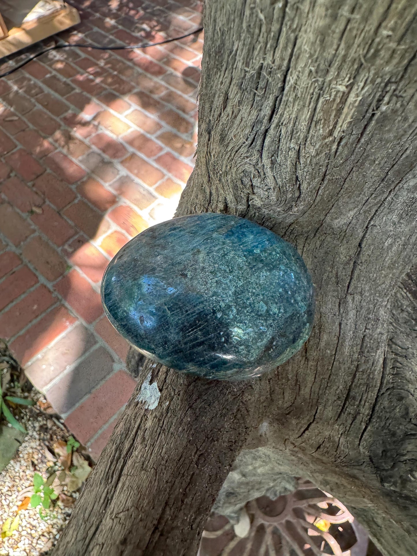 Blue/Green Apatite Palm Stone from Madagascar 116g Specimen Mineral Crystal