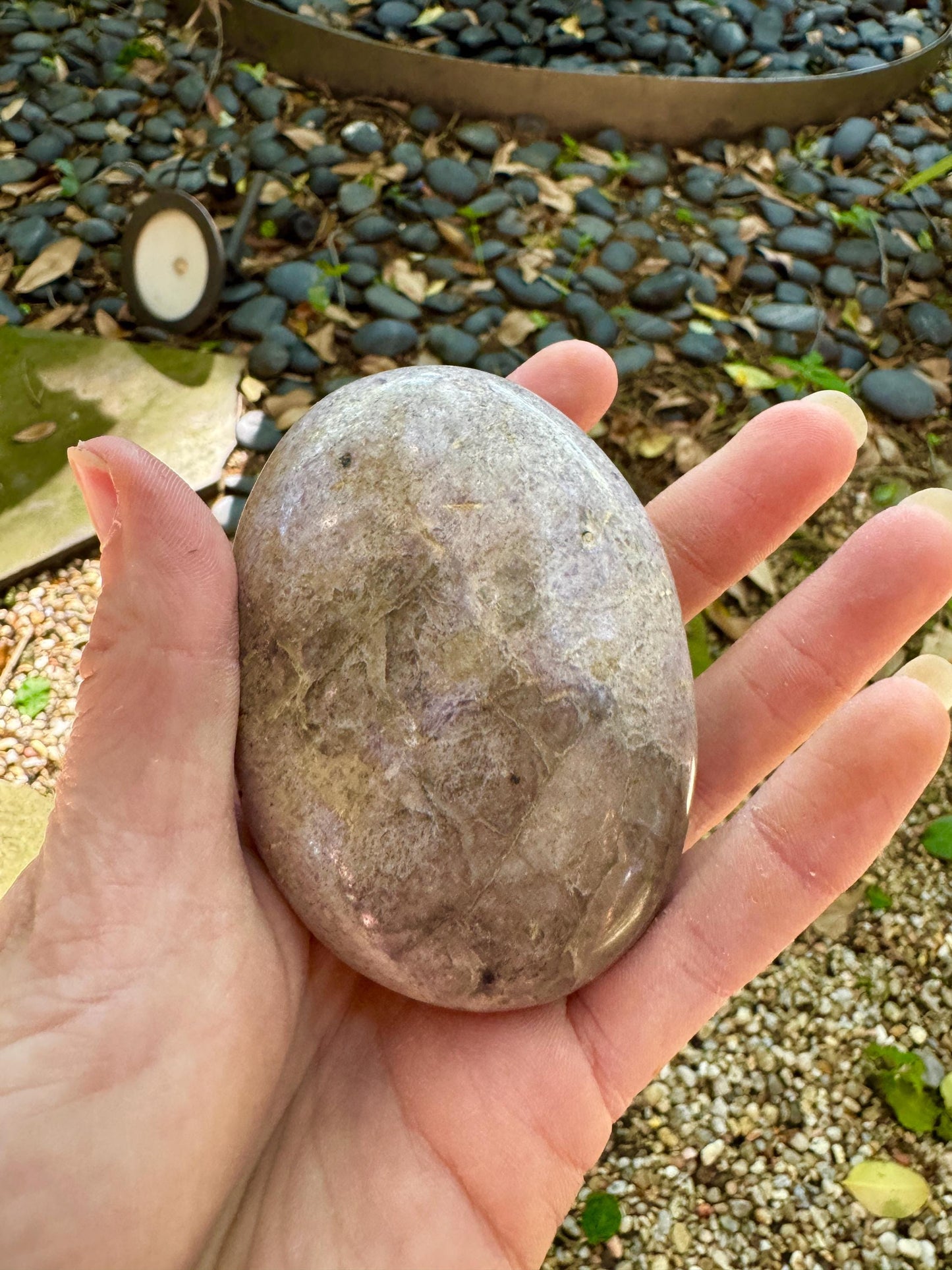 Pale Purple Lepidolite Palm Stone Specimen 237.9g From Madagascar Mineral Crystal