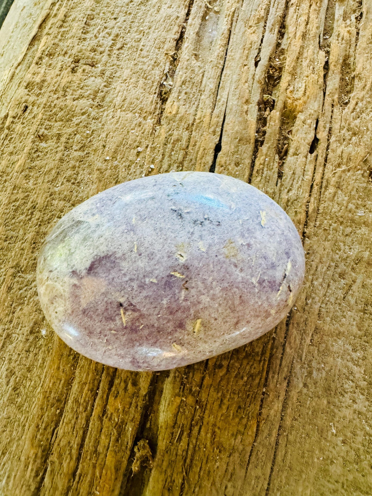 Pale Purple Lepidolite Palm Stone Specimen 237.9g From Madagascar Mineral Crystal