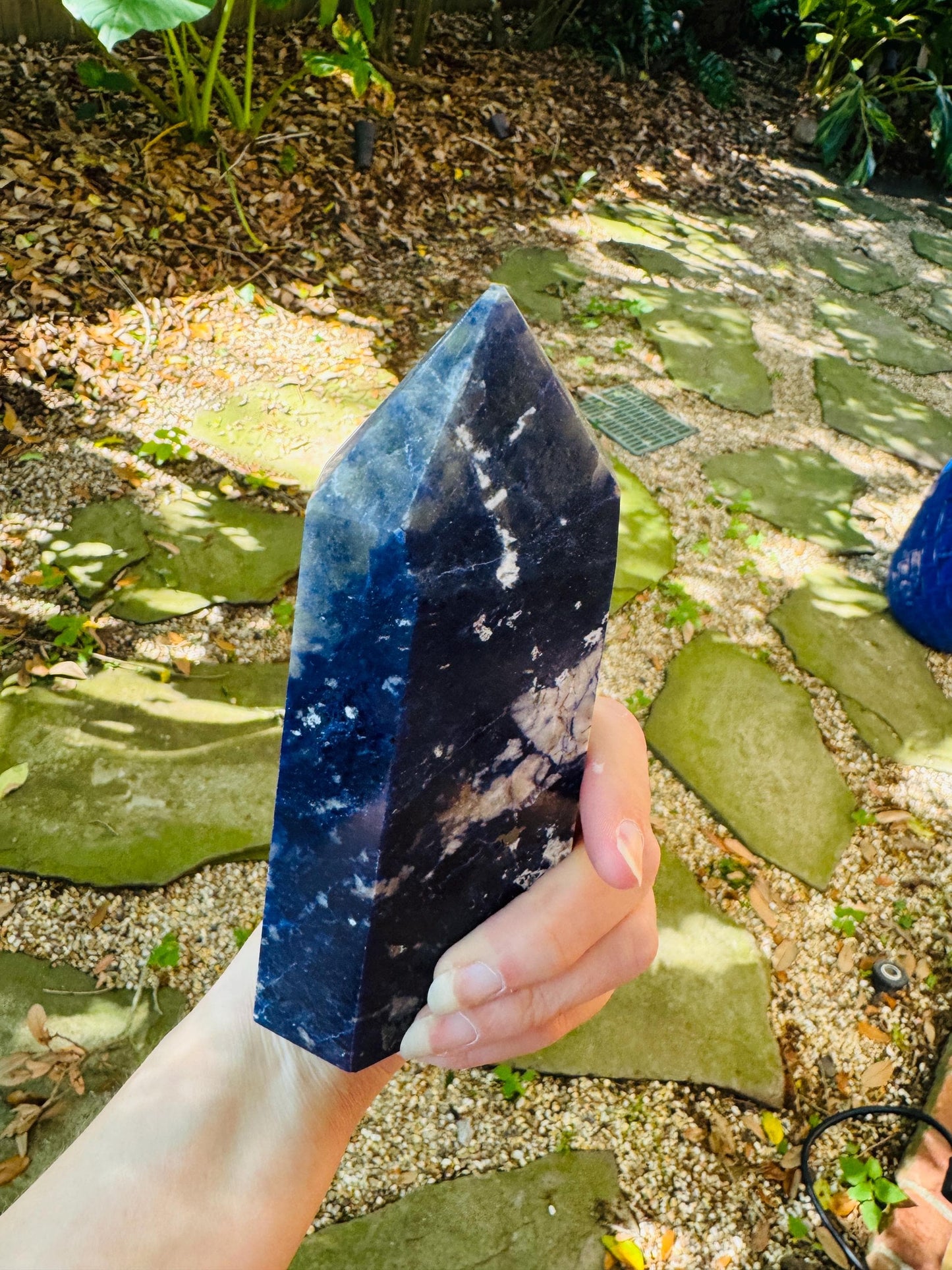 Blue Sodalite Polished Crystal Specimen 644g From Brazil *slight damage