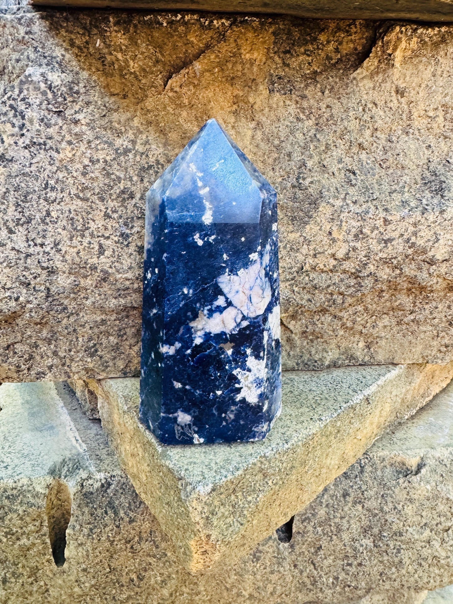 Blue Sodalite Polished Crystal Specimen 644g From Brazil *slight damage