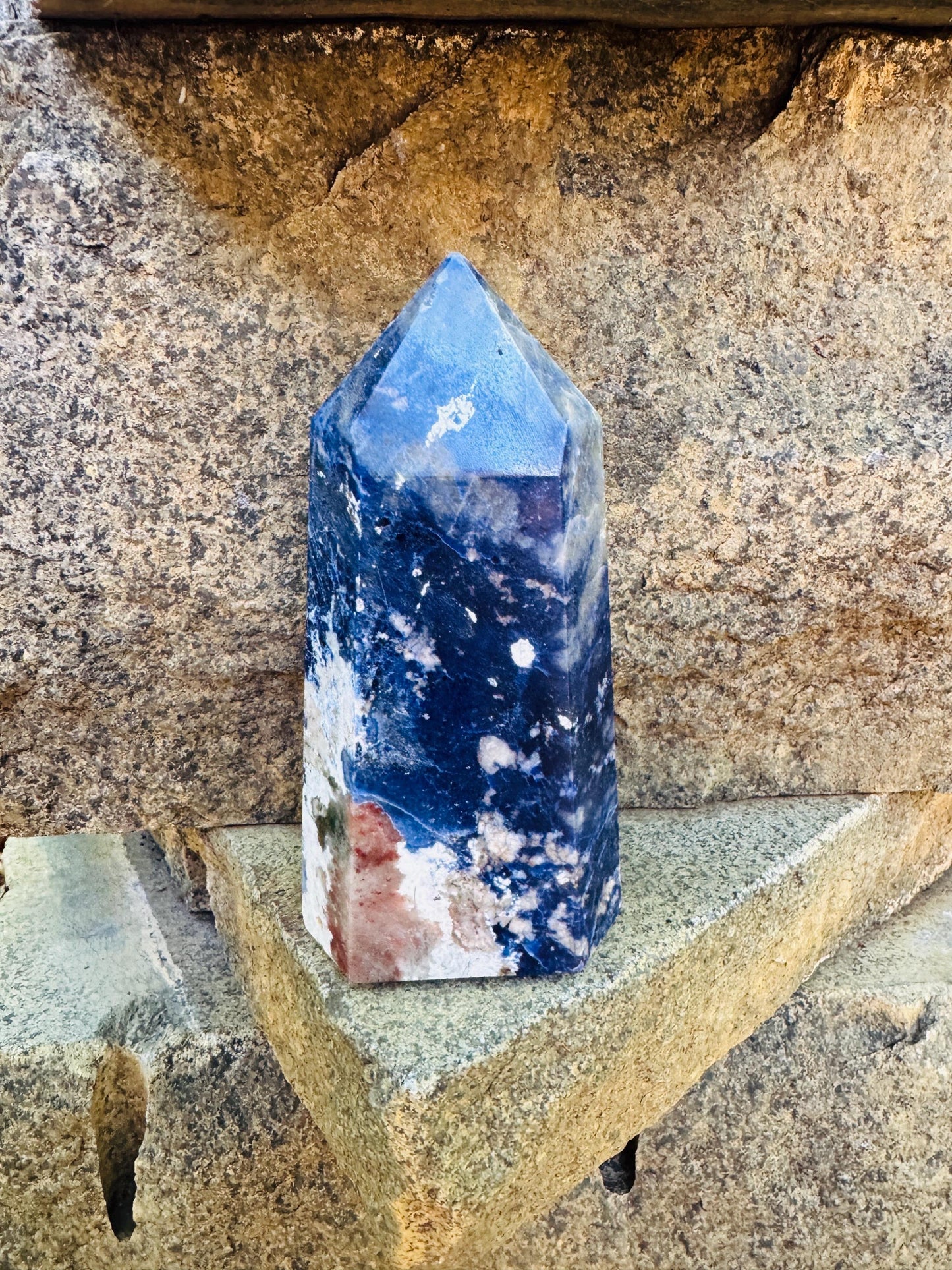 Blue Sodalite Polished Crystal Specimen 644g From Brazil *slight damage