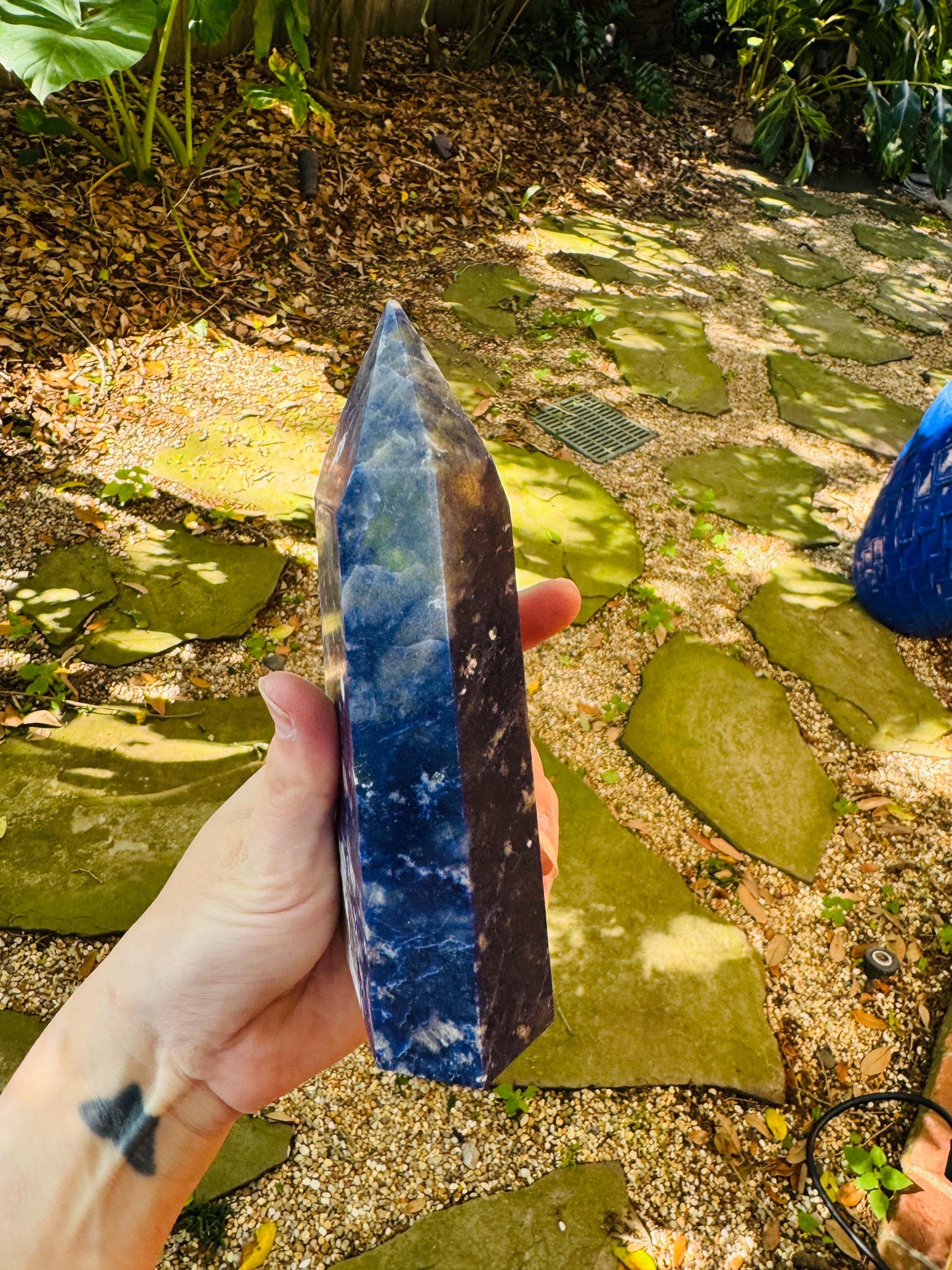 Blue Sodalite Polished Crystal Specimen 644g From Brazil *slight damage