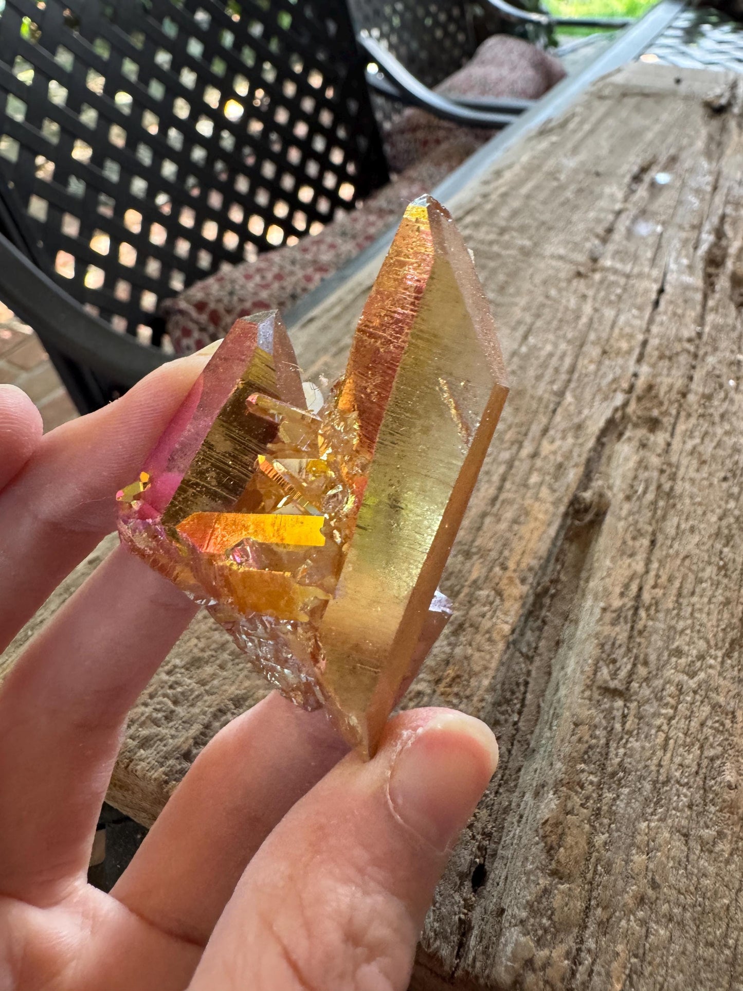Citrus Blossom Aura Quartz Cluster from Arkansas 44.8g Specimen